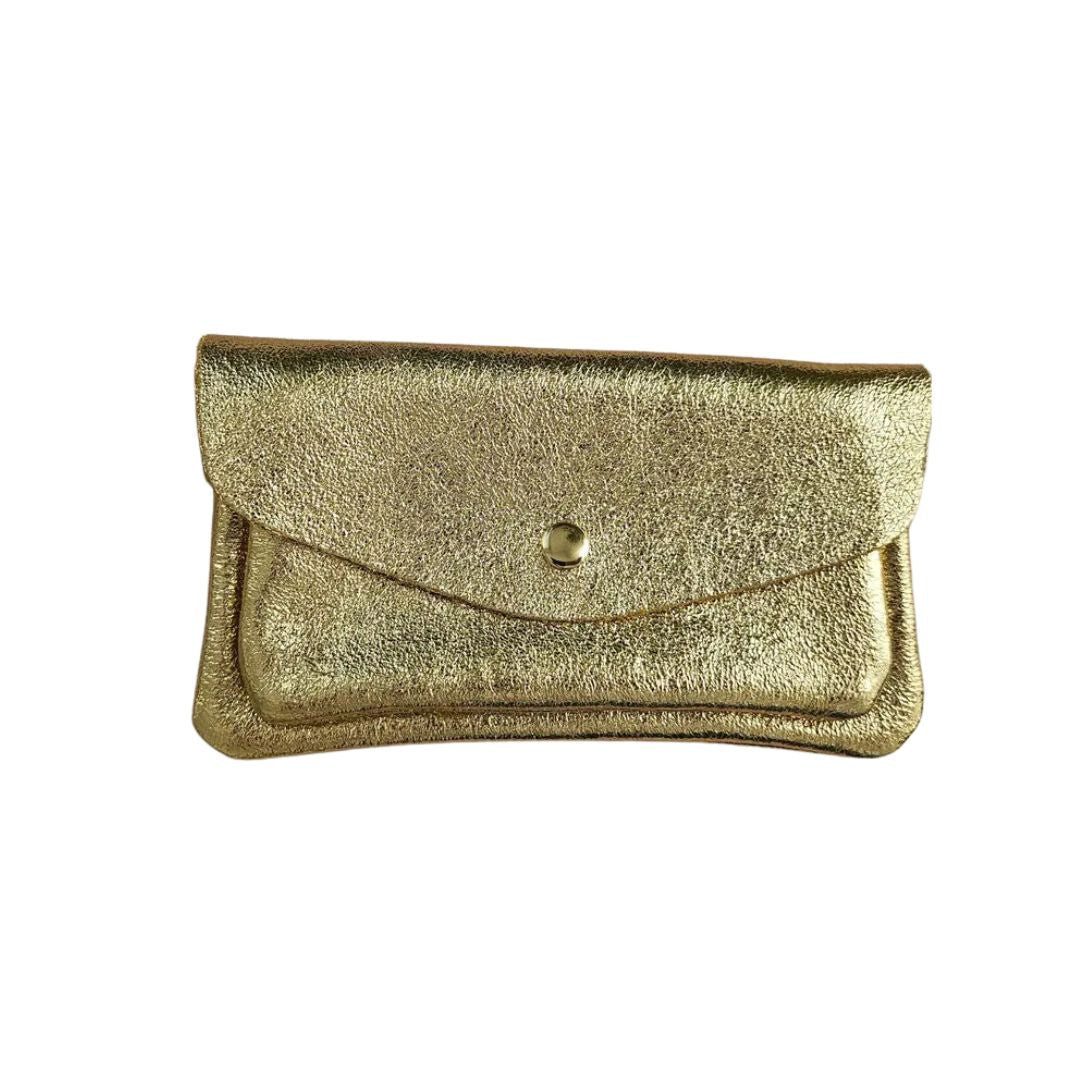 Geldbörse Brieftasche aus Leder mit 2 Taschen gold