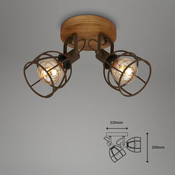 Briloner Leuchten Deckenspots 2670-024, 376, ohne Leuchtmittel, Warmweiß, Deckenlampe Vintage dreh- und schwenkbar dunkelbraun (2x E27 max. 25W)