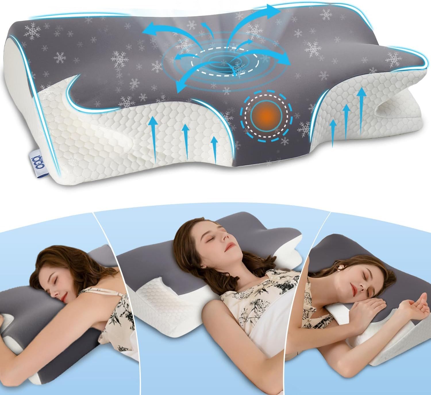 Esun Kopfkissen Nackenstützkissen Kopfkissen Nackenkissen, Kissen Seitenschläferkissen, Füllung: Memory Foam, Rückenschlafer, Bauchschlafer, Seitenschlafer, Set, Kissen vom OEKO-TEX® und CertiPUR Getestet, für Seiten Rücken & Bauchschläfer, Nackenkissen