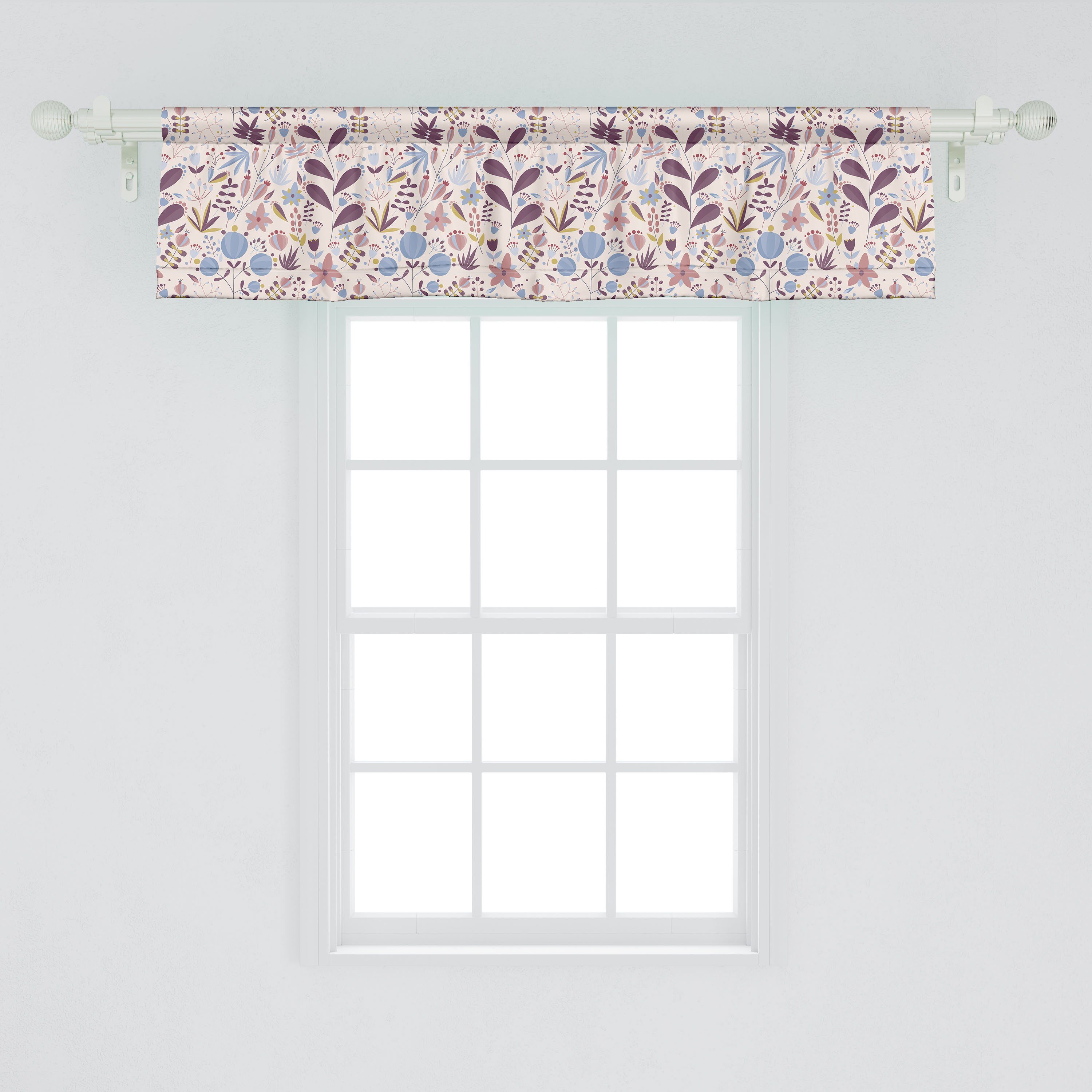 Pastellblumenaufbau Schlafzimmer Volant Botanisch Vorhang Microfaser, mit Küche Abakuhaus, für Scheibengardine Dekor Stangentasche,