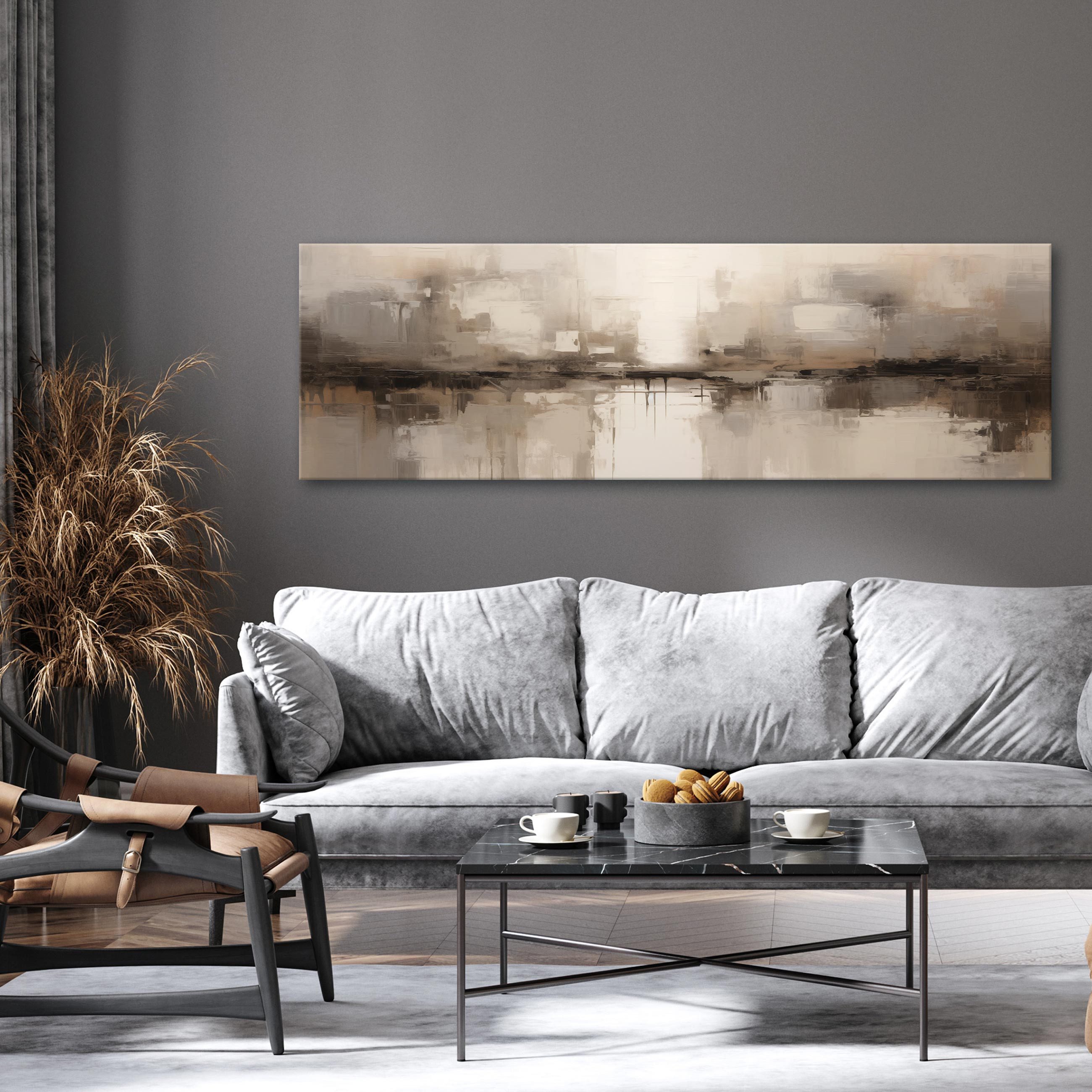 Wallarena Leinwandbild Abstrakt Beige Loft Kunst Wandbild XXL Leinwandbilde günstig online kaufen
