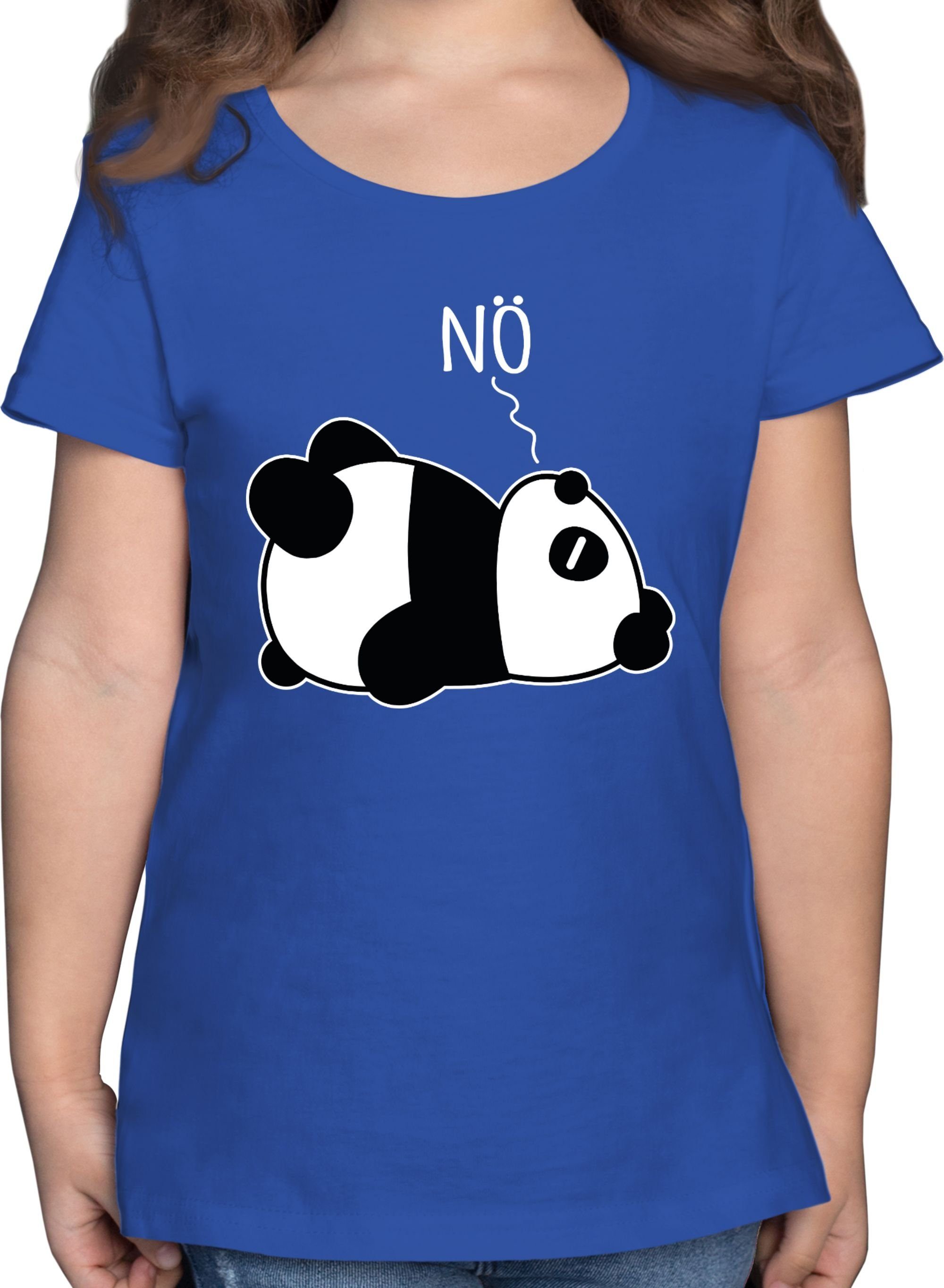 Shirtracer T-Shirt Nö - Sprüche Statement Kinder Panda Royalblau weiß - 2
