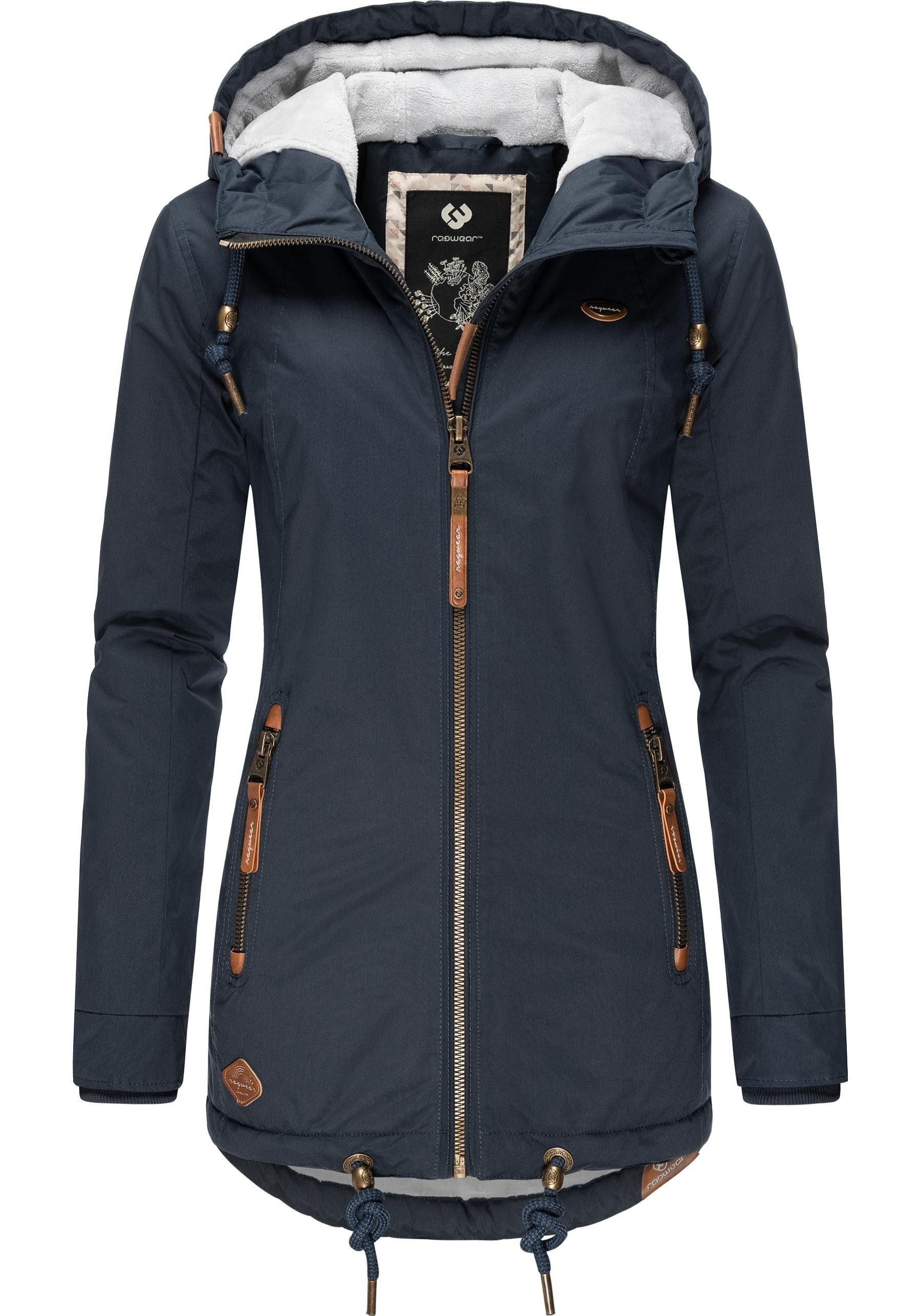 Ragwear Winterjacke Zuzka Winter Wasserdichter Winterparka mit Teddyfleece Innenfutter