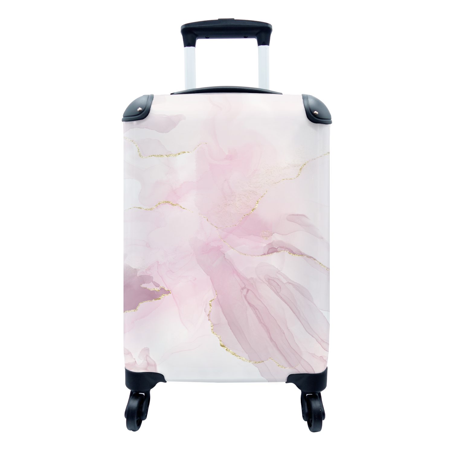 Trolley, rollen, - Rosa, Lila Reisekoffer 4 Reisetasche für Rollen, MuchoWow Handgepäckkoffer mit Marmor - Handgepäck Ferien,