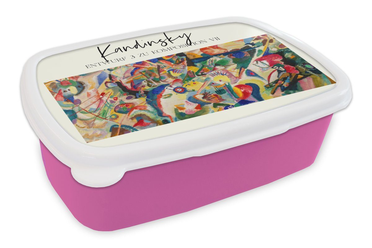 MuchoWow Lunchbox Malerei - Wassily Kandinsky - Abstrakt, Kunststoff, (2-tlg), Brotbox für Erwachsene, Brotdose Kinder, Snackbox, Mädchen, Kunststoff rosa