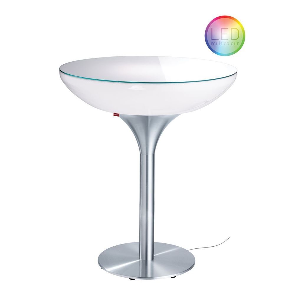 Transluzent Lounge Dekolicht Weiß, Table Alu-Gebürstet, Moree Pro LED 105cm