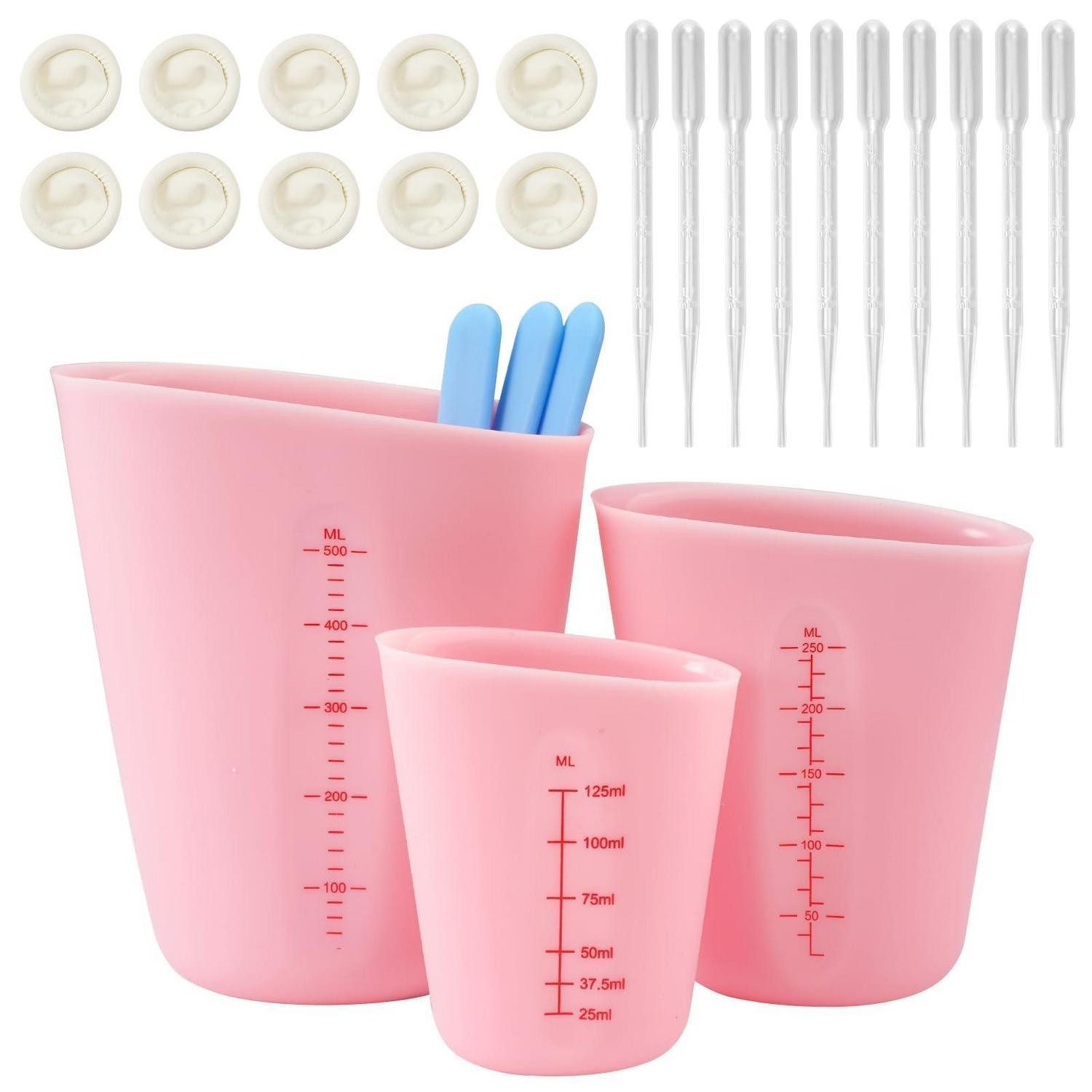 LuxusKollektion Messbecher Silikon Messbecher Set 3tlg 125/250/500ml, Kunststoff, (1-St)