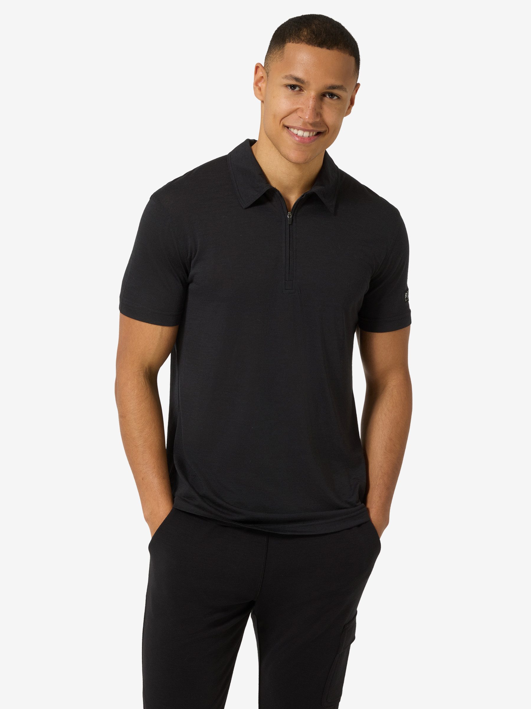 Poloshirt für Herren, Merino ZIP POLO