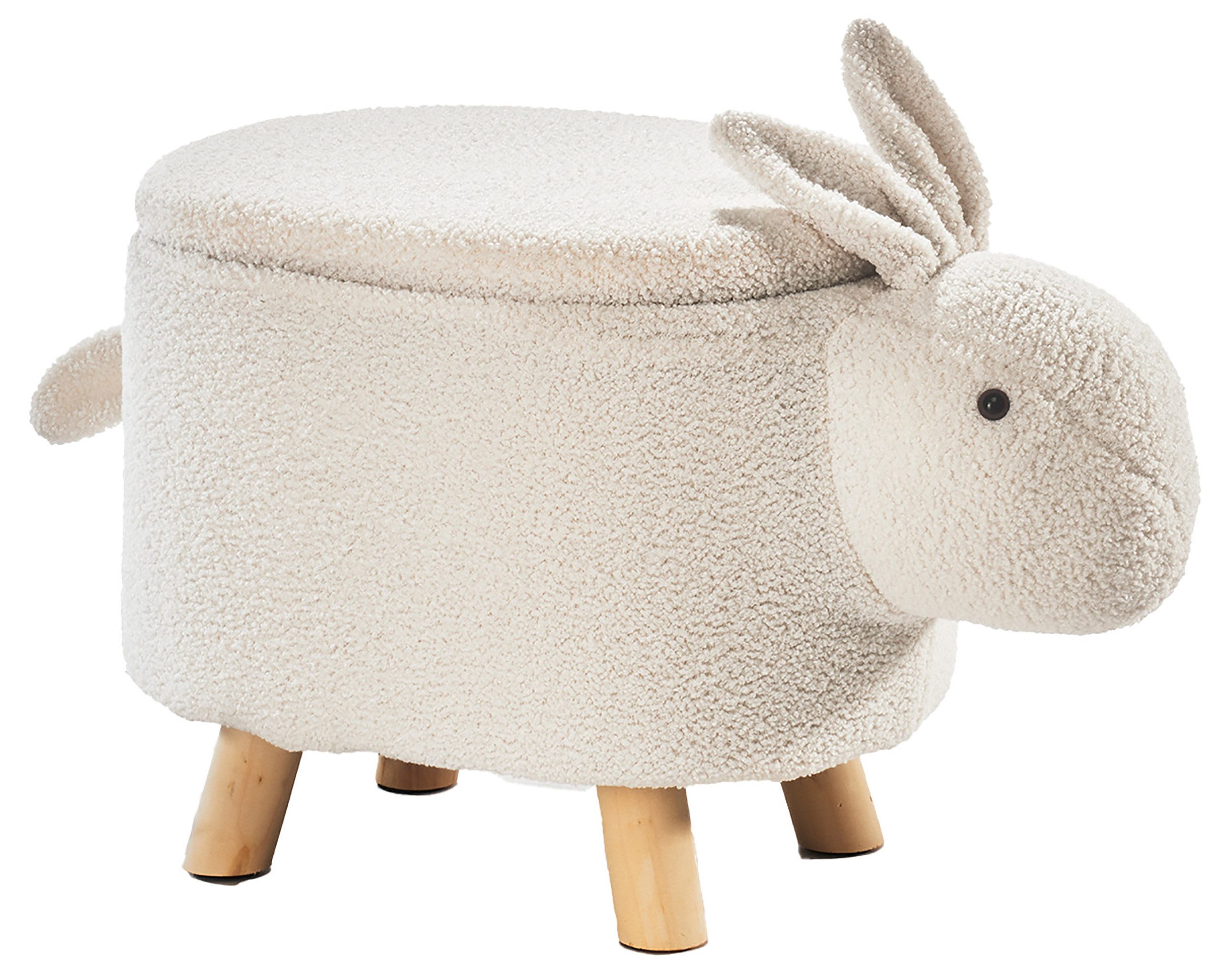 Kobolo Sitzhocker Tierhocker BUNNY Hase mit Staufach - Bouclestoff (1 Stück günstig online kaufen