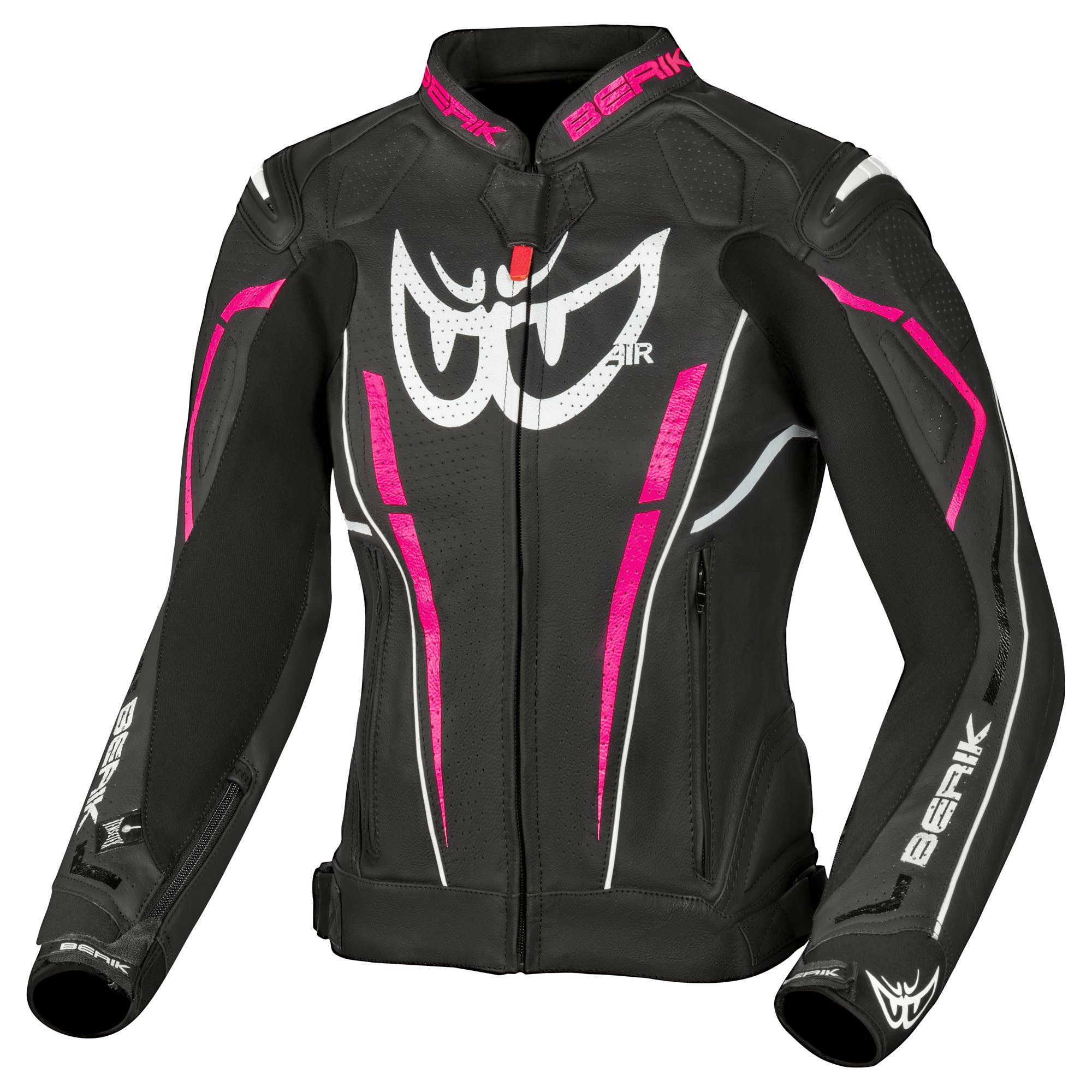 Berik Motorradjacke Fufur Damen Motorrad Lederjacke Verbindungsreißverschluss,Ellenbogenprotektoren enthalten,perfori