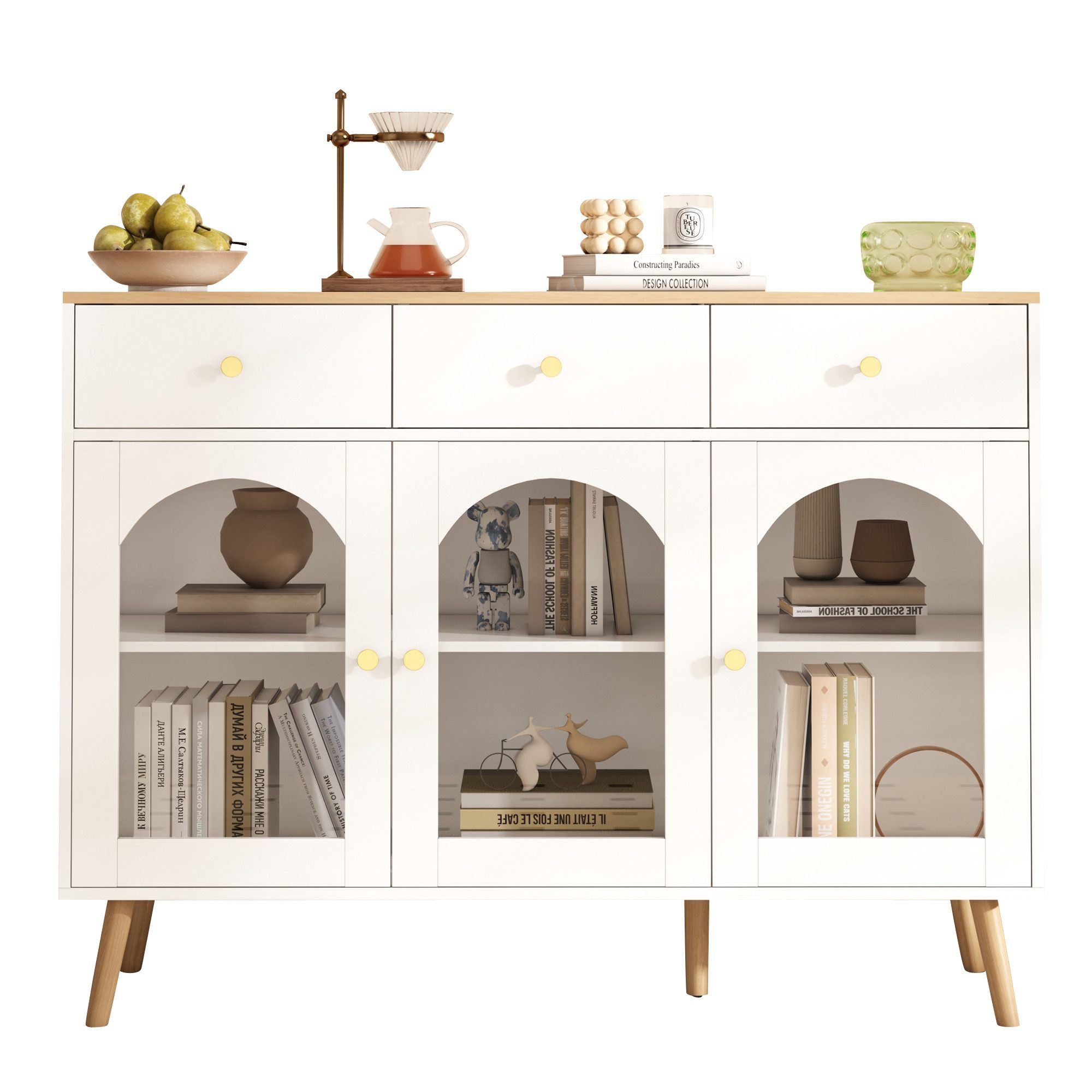 REDOM Sideboard Kommode Schrank mit Bogentüren Flurschrank (Kommode, Anrich günstig online kaufen
