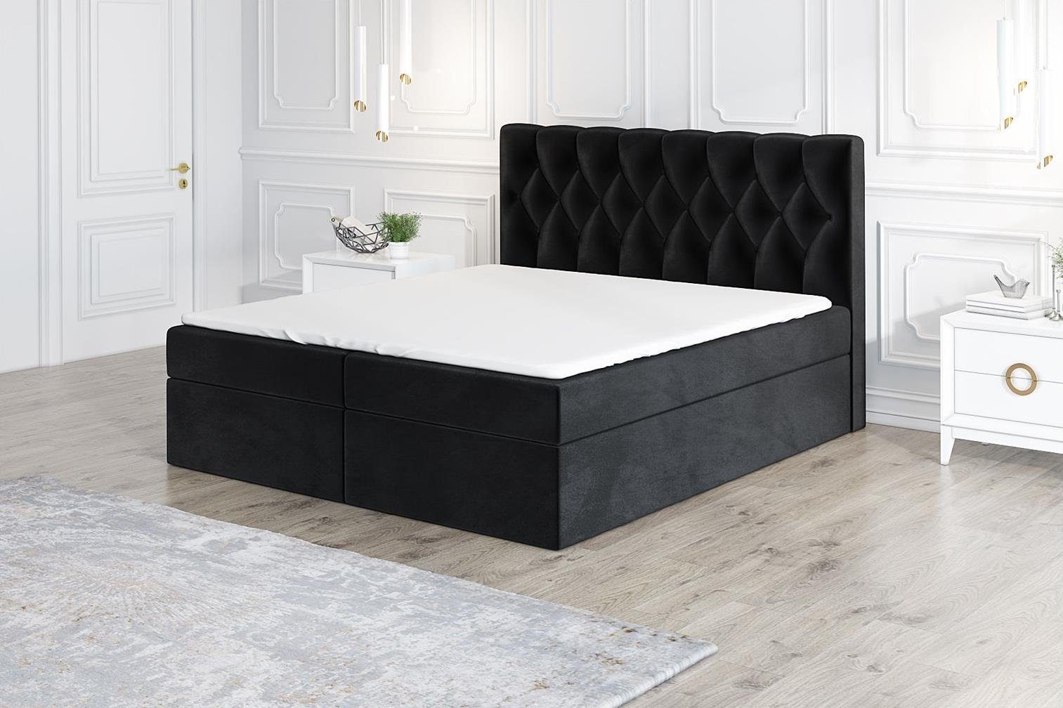 A&J MöbelLand Bettkästen Schwarz Topper. EIRIK 2 und GmbH mit 20 Boxspringbett