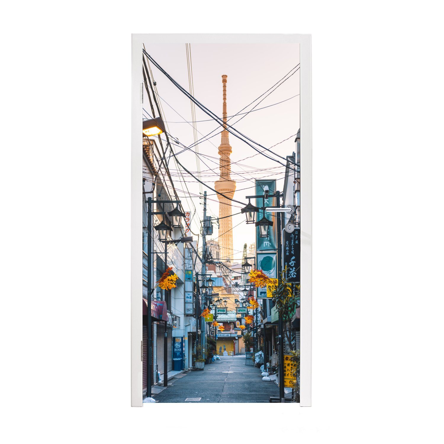 MuchoWow Türtapete Fahrspur in Tokio, Matt, bedruckt, (1 St), Fototapete für Tür, Türaufkleber, 75x205 cm