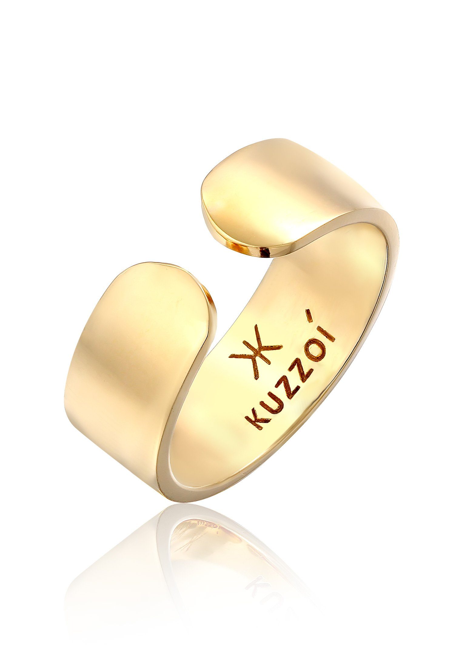 Kuzzoi Silberring Bandring Klares Design Offen 925 Silber Gold | Silberringe