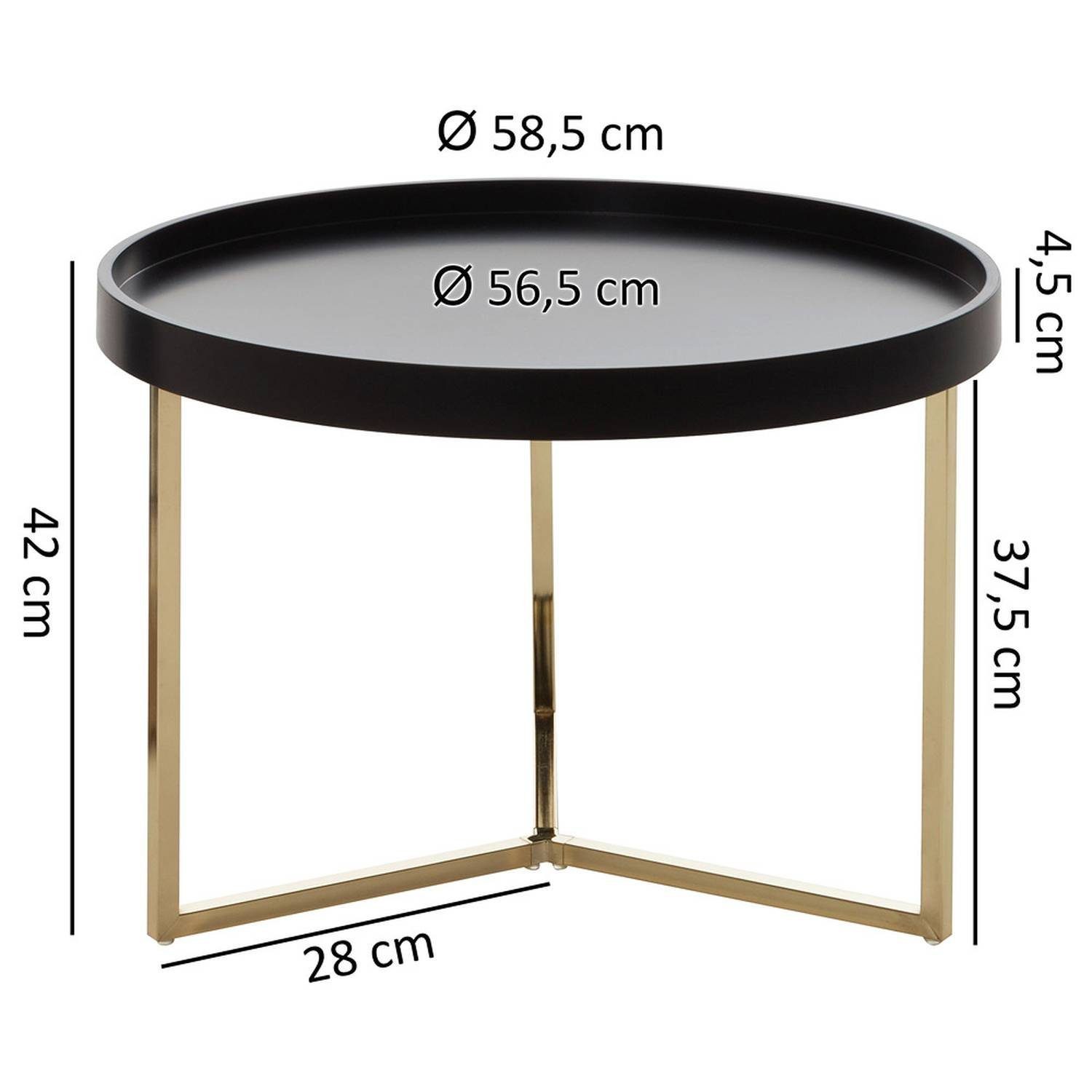 Couchtisch SCHWARZ GOLD Sofatisch METALL von LOMADOX - Maße