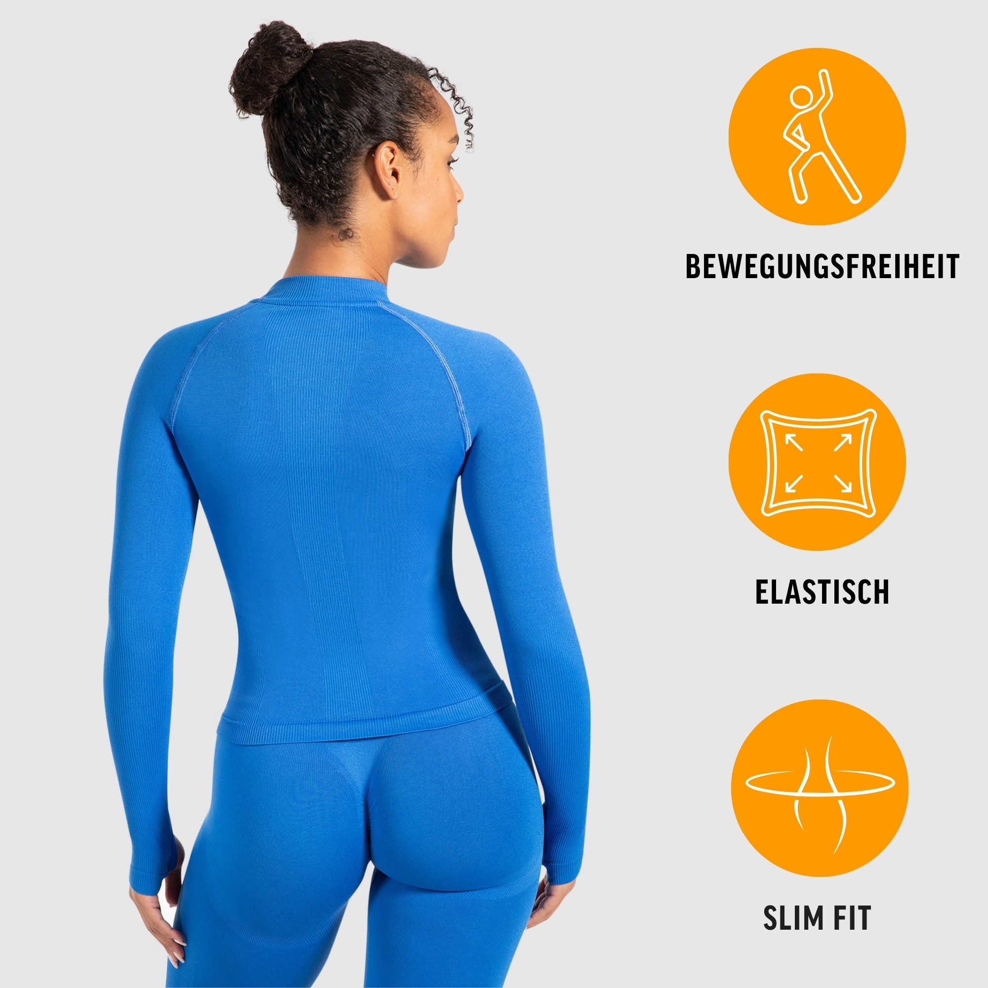 Smilodox Outdoorjacke Revia, Slim Fit Laufjacke mit Stehkragen & Daumenöffnungen, Workout Fitness Oberteil, elastisches Funktionsmaterial, Sportjacke