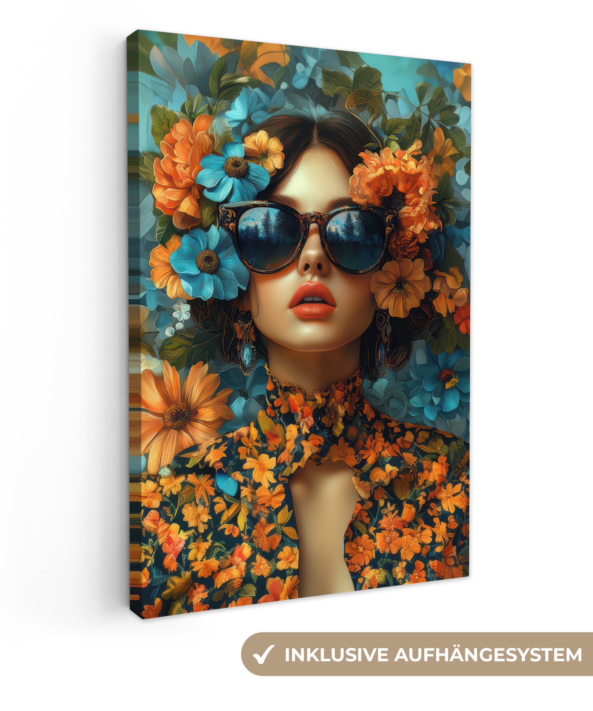 OneMillionCanvasses® Leinwandbild Frau - Blumen - günstig online kaufen