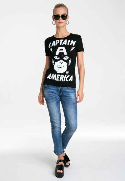LOGOSHIRT T-Shirt Captain America – Portrait mit lizenziertem Originaldesign