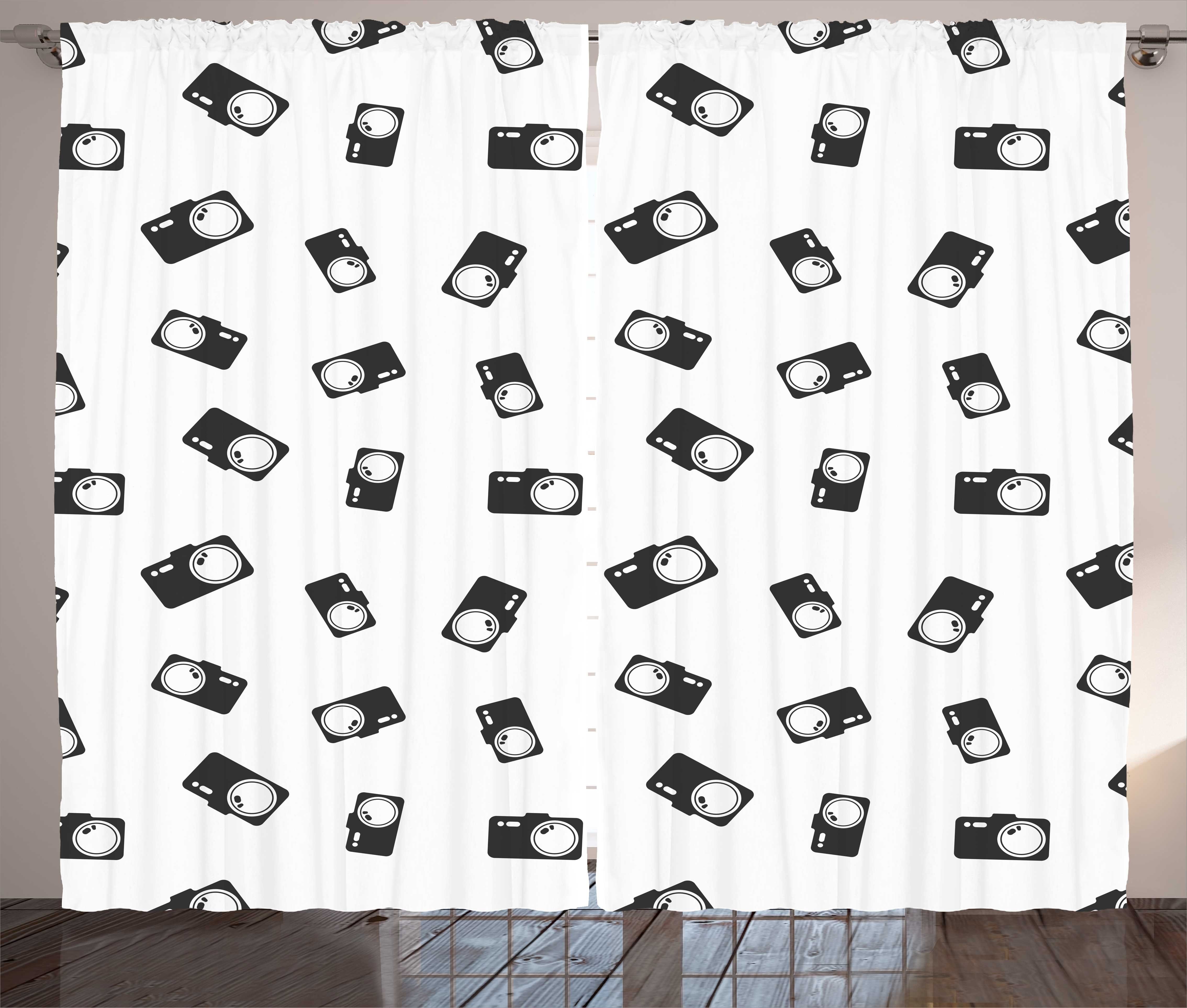 Einfarbig Schlaufen Abakuhaus, Pattern Gardine Kräuselband Kamera-Tools Schlafzimmer Haken, und mit Vorhang
