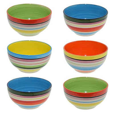 Spruchreif® Dekoschüssel Schalen Set 6 teilig 650ml · Müslischalen Set · Schüsseln bunt · Obstschale Suppenschüssel Salatschale Eisschale Ramenbowl · Bunte Schalen · Schüssel aus Keramik · Steinzeug Keramik Schüssel