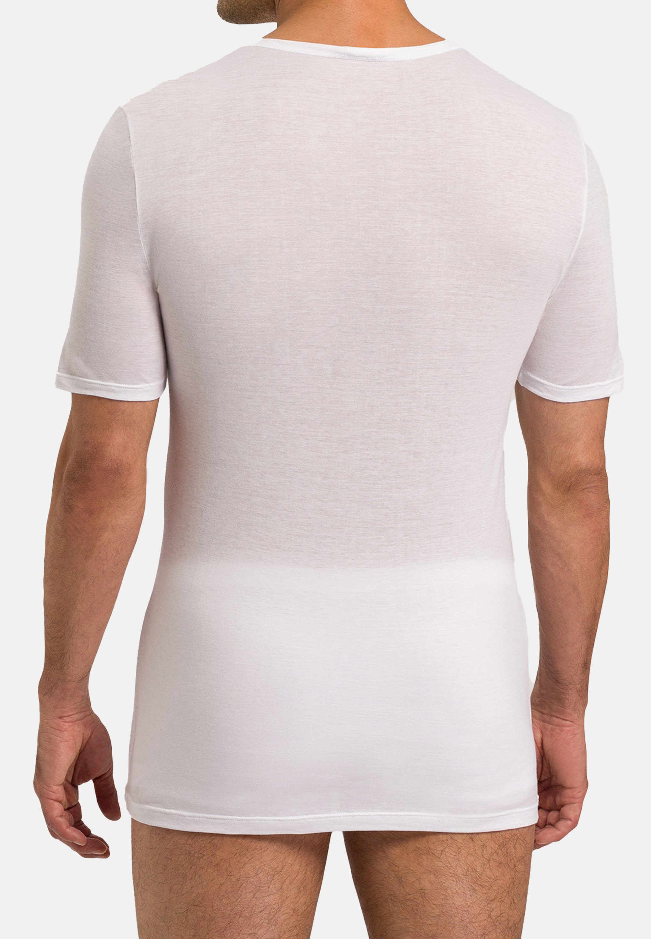 Hanro Unterhemd Unterhemd / Baumwolle - white Shirt - (1-St) Kurzarm Schnelltrocknend Ultralight