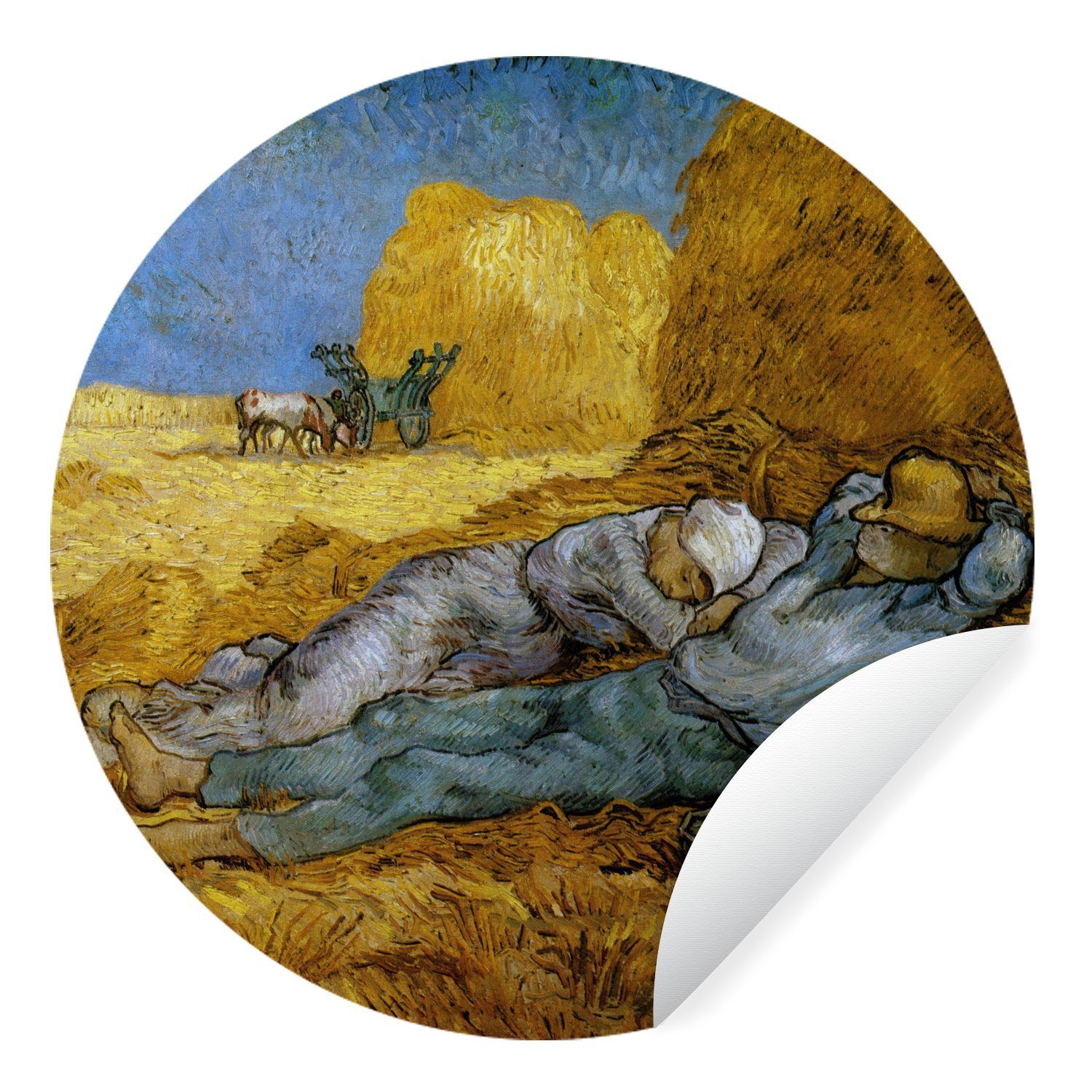 Rund, Kinderzimmer, MuchoWow St), Vincent (1 van Wohnzimmer Die Gemälde Wandsticker Gogh Siesta - Tapetenaufkleber, für von Tapetenkreis