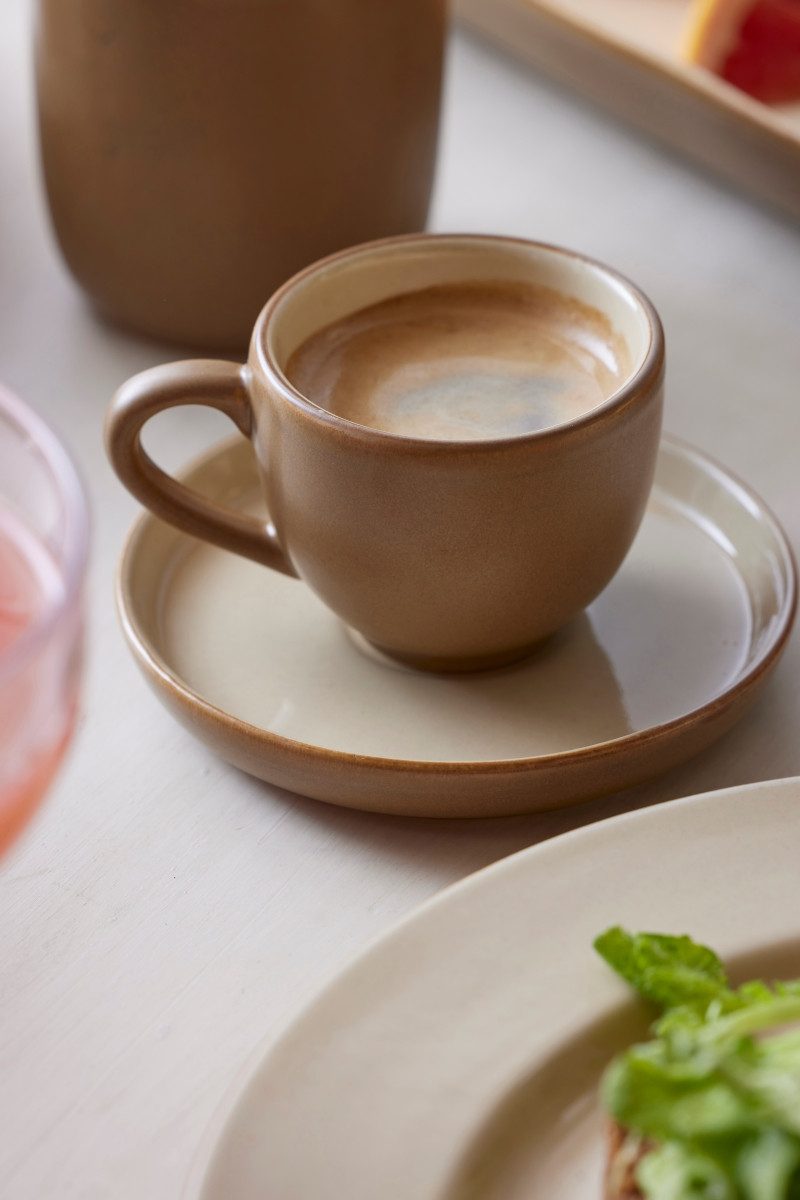 Bitz Untertasse Espressotasse mit Untertasse wood/sand 0,07 l, Espressotasse mit Untertasse Wood 7 cl Wood/Sand
