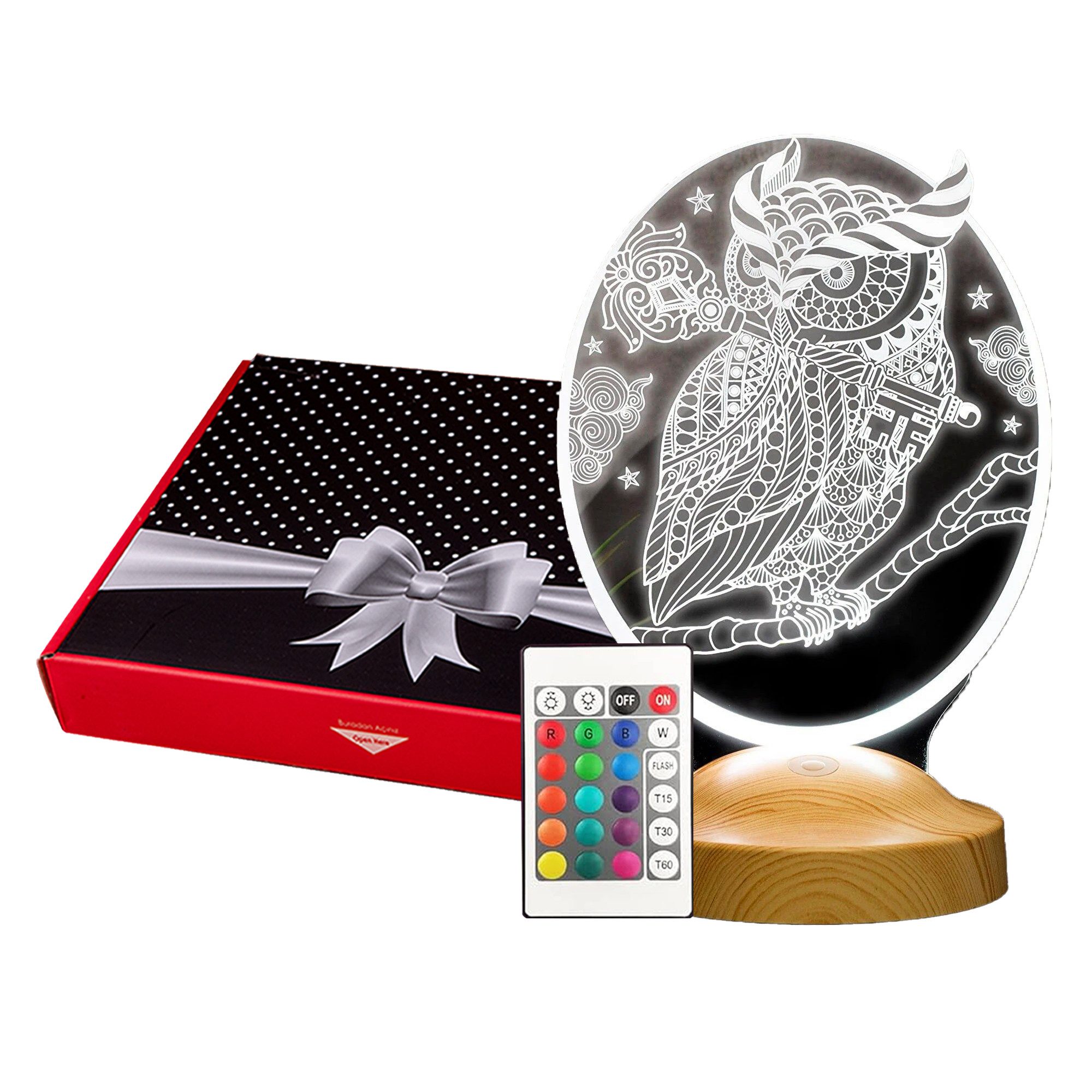 Geschenkelampe LED Nachttischlampe Eule Tier 3D Nachtlicht mit Gravierung G günstig online kaufen