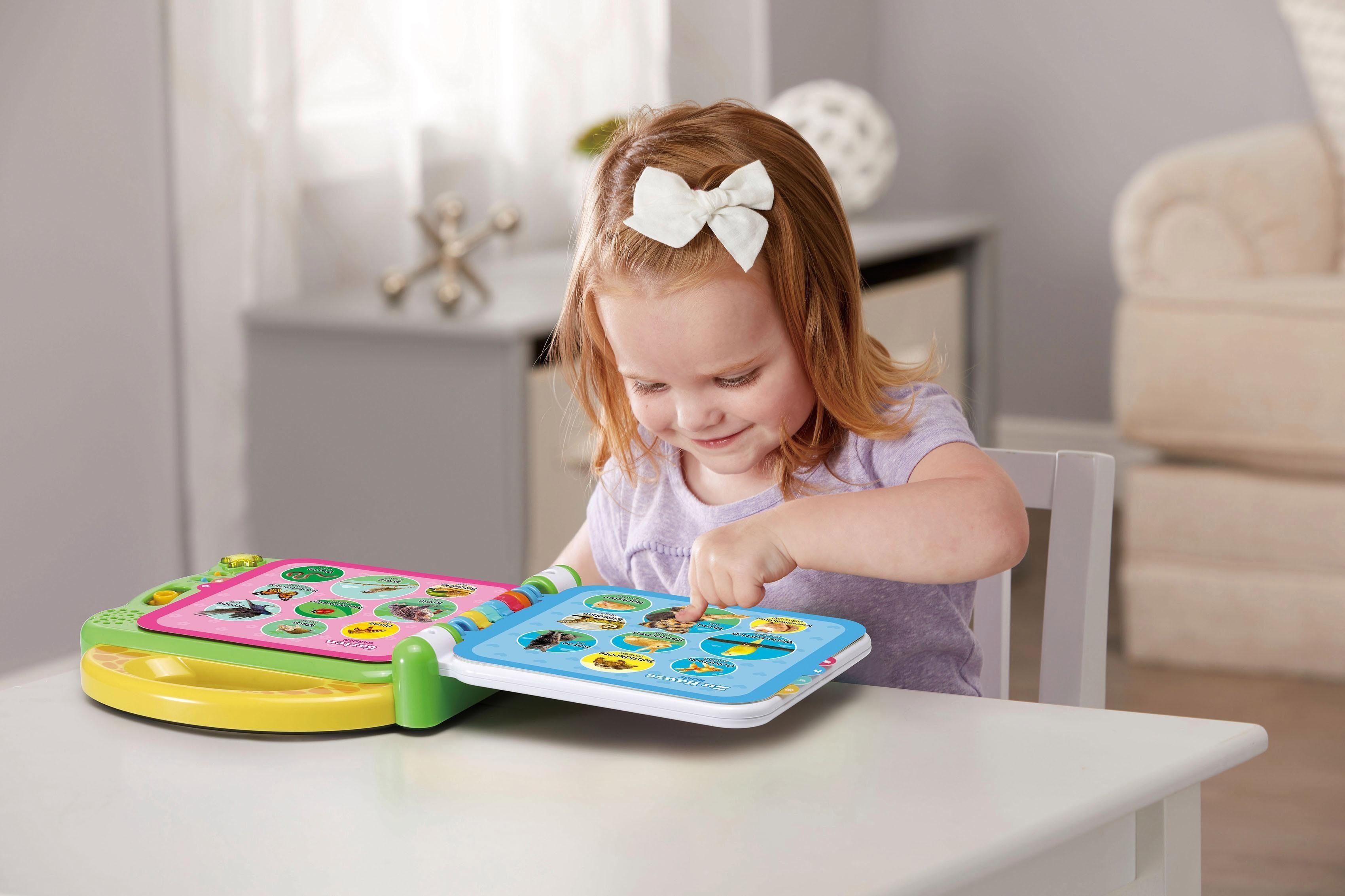 Vtech® Kinderbuch VTechBaby, Mein 100-Wörter-Buch Tiere, grün, mit Licht und Sound