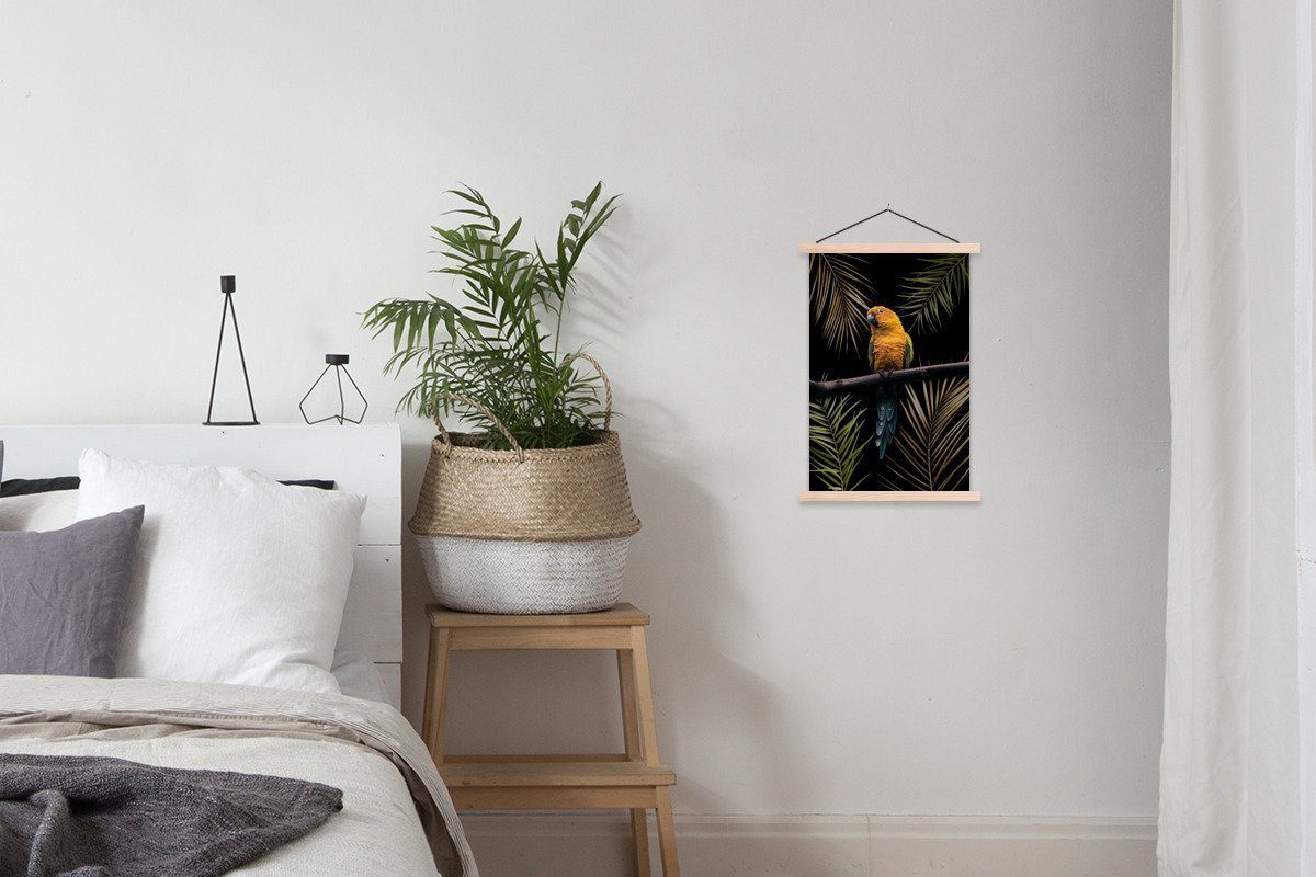 Wohnzimmer, - Pflanzen, Posterleiste, Papagei Poster Textilposter für Magnetisch Farn Bilderleiste, - (1 MuchoWow St),