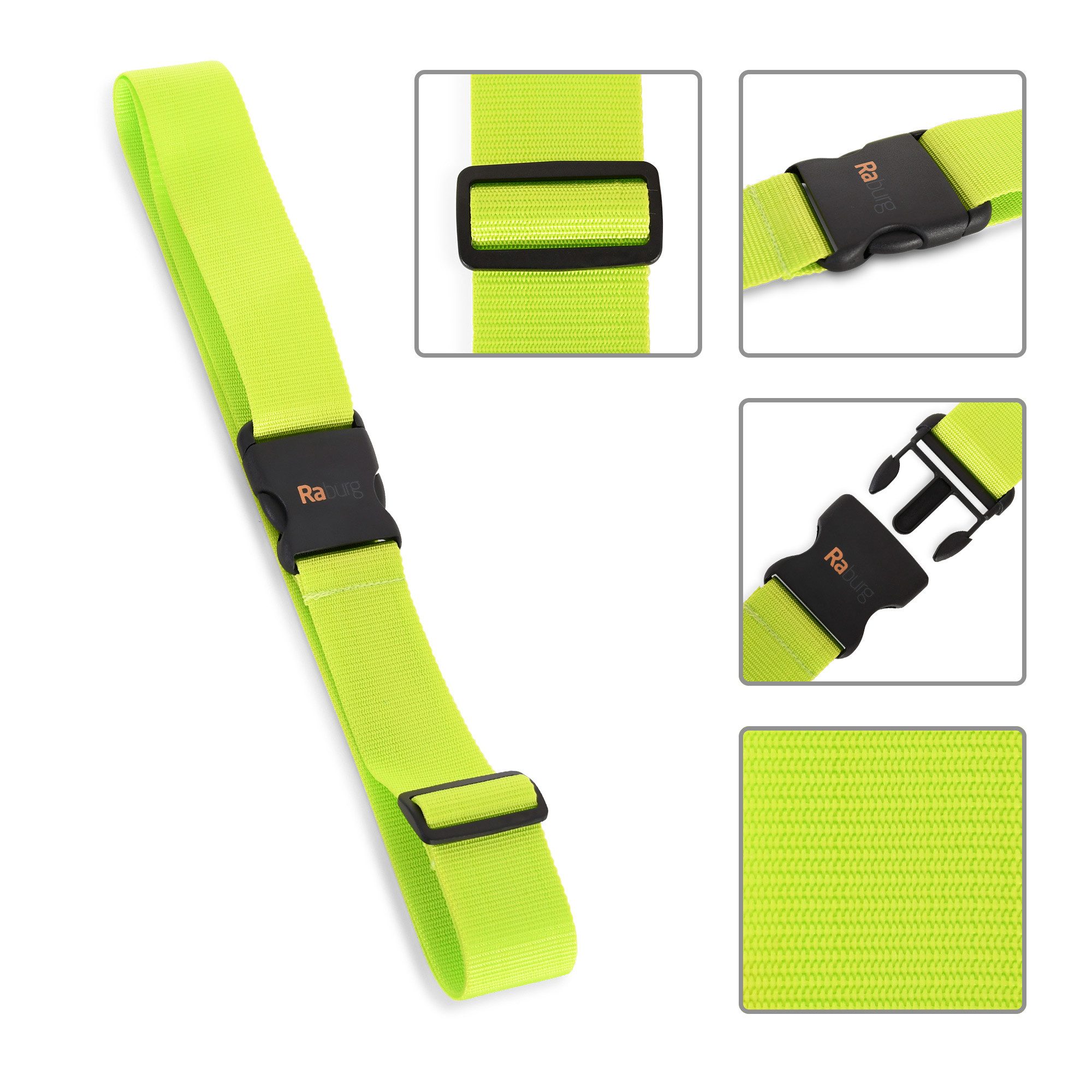 Raburg Koffergurt Gepäckgurt mit TSA-Zahlenschloss oder ohne Schloss, (1er, 2er, 4er-Set, 1-tlg., Schwarz, Grün, Blau), verstellbares Kofferband mit/ohne Zahlencode, ideal für Reisen, Koffer