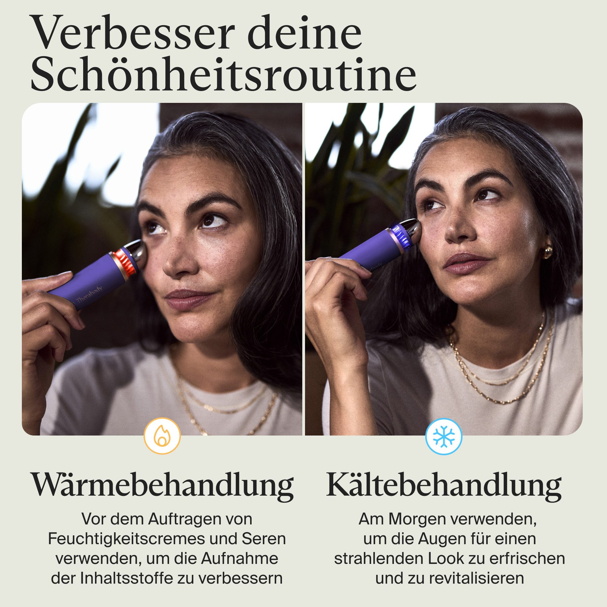 Therabody Anti-Aging-Gerät Theraface Depuffing Wand Kälte- und Wärmebehandlungen für das Gesicht, Verbessert die Strahlkraft, reduziert Augenringe und Schwellun – Bild 4 von 5