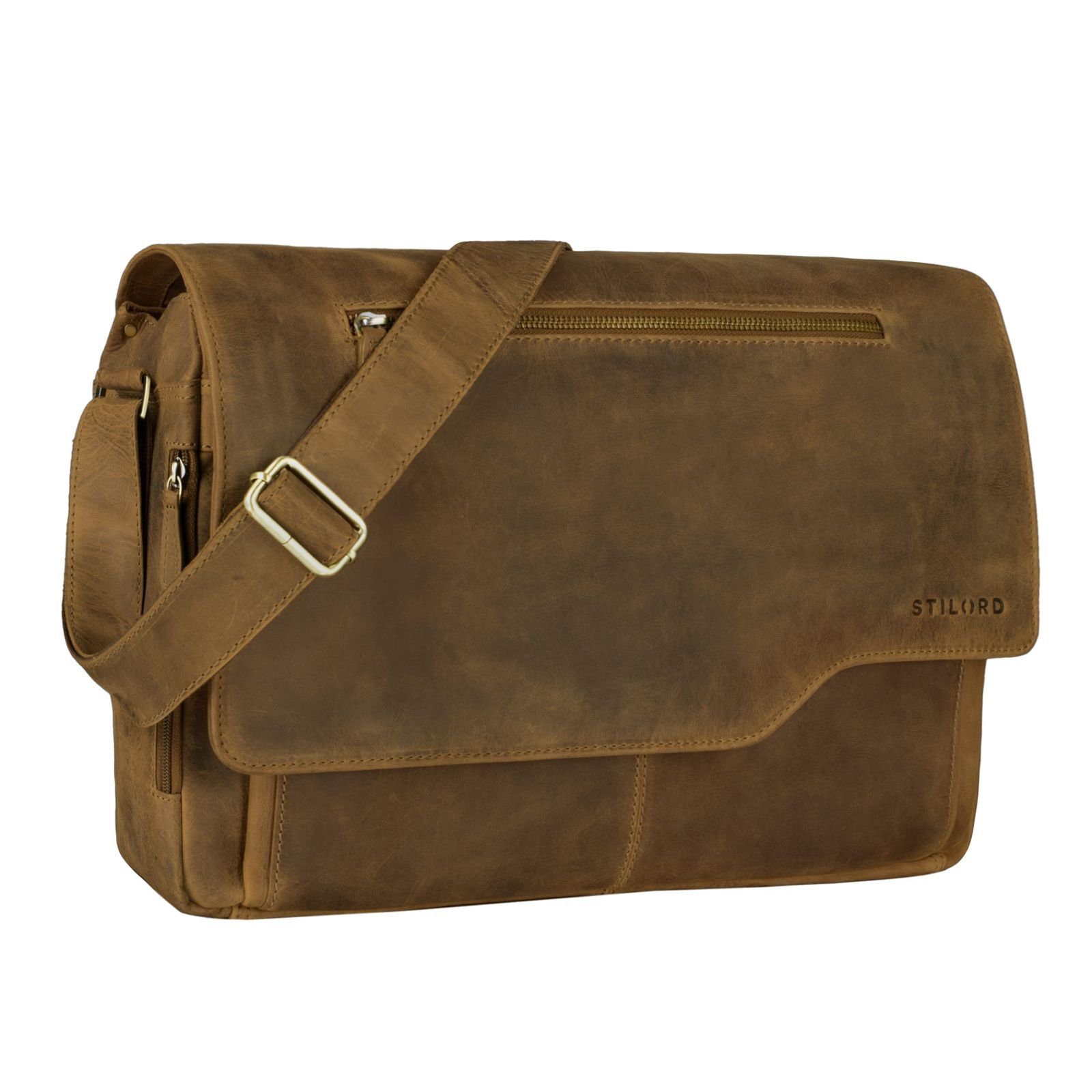 - STILORD braun "Marvin" Leder Laptoptasche dijon Umhängetasche