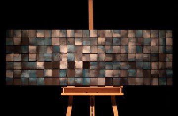 KUNSTLOFT Holzbild Ruhe des Blauen 144x44 cm, handgefertiges Wandbild aus Holz
