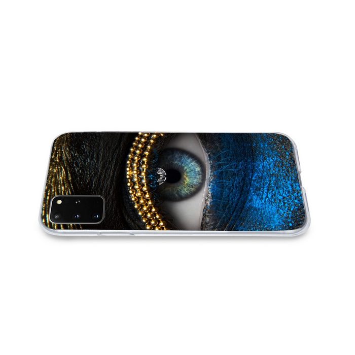MuchoWow Handyhülle Frau - Augen - Make-up - Luxus - Gold Phone Case Handyhülle Samsung Galaxy S20 Plus Silikon Schutzhülle QN10573
