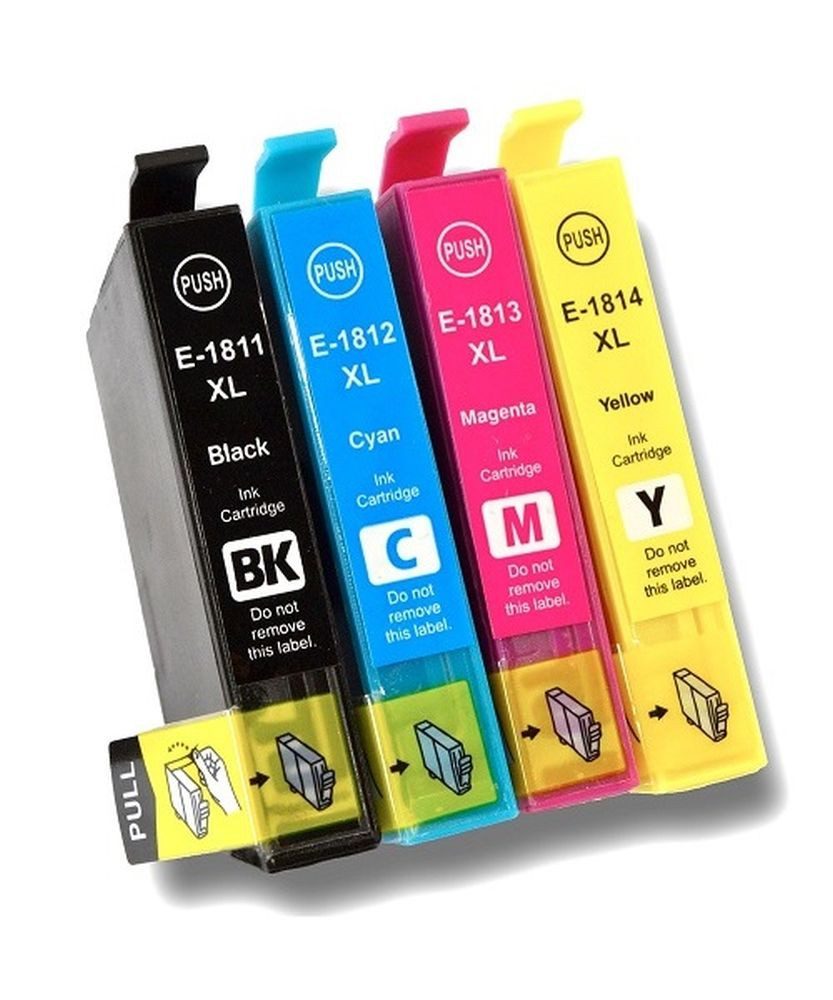 inkpro XL-Druckerpatronen Set T18XL BK-C-M-Y kompatibel mit Epson 18XL, Tintenpatrone (für Expression Home XP-102, XP-202, XP-205, XP-212, XP-215, XP-225, XP-30, XP-302, XP-305, XP-312, XP-313, XP-315, XP-322, XP-325, XP-33, XP-402, XP-405, XP-405 WH, XP-412, XP-413, XP-415, XP-420, XP-422, XP-425, 4-tlg., je eine Patrone T1811 Schwarz, T1812 Cyan, T1813 Magenta, T1814 Gelb)