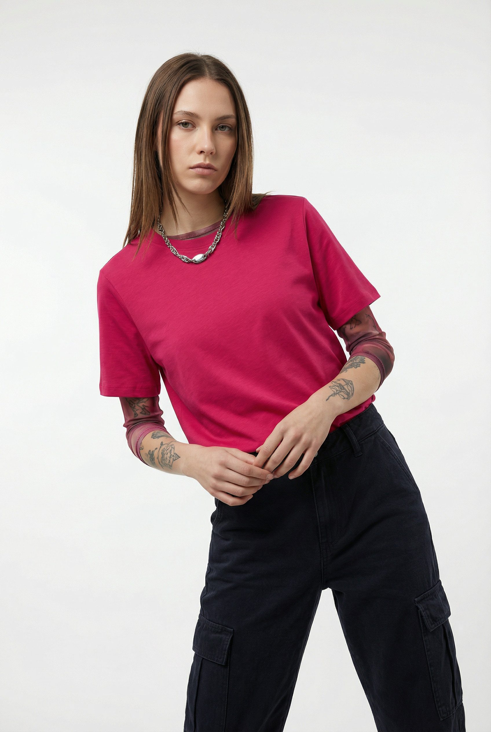 Vero Moda Kurzarmshirt VMPAULINA SS T-SHIRT GA JRS NOOS Baumwolle, regular fit