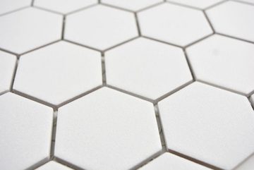 Mosani Mosaikfliesen Hexagonale Sechseck Mosaik Fliese Keramik weiß