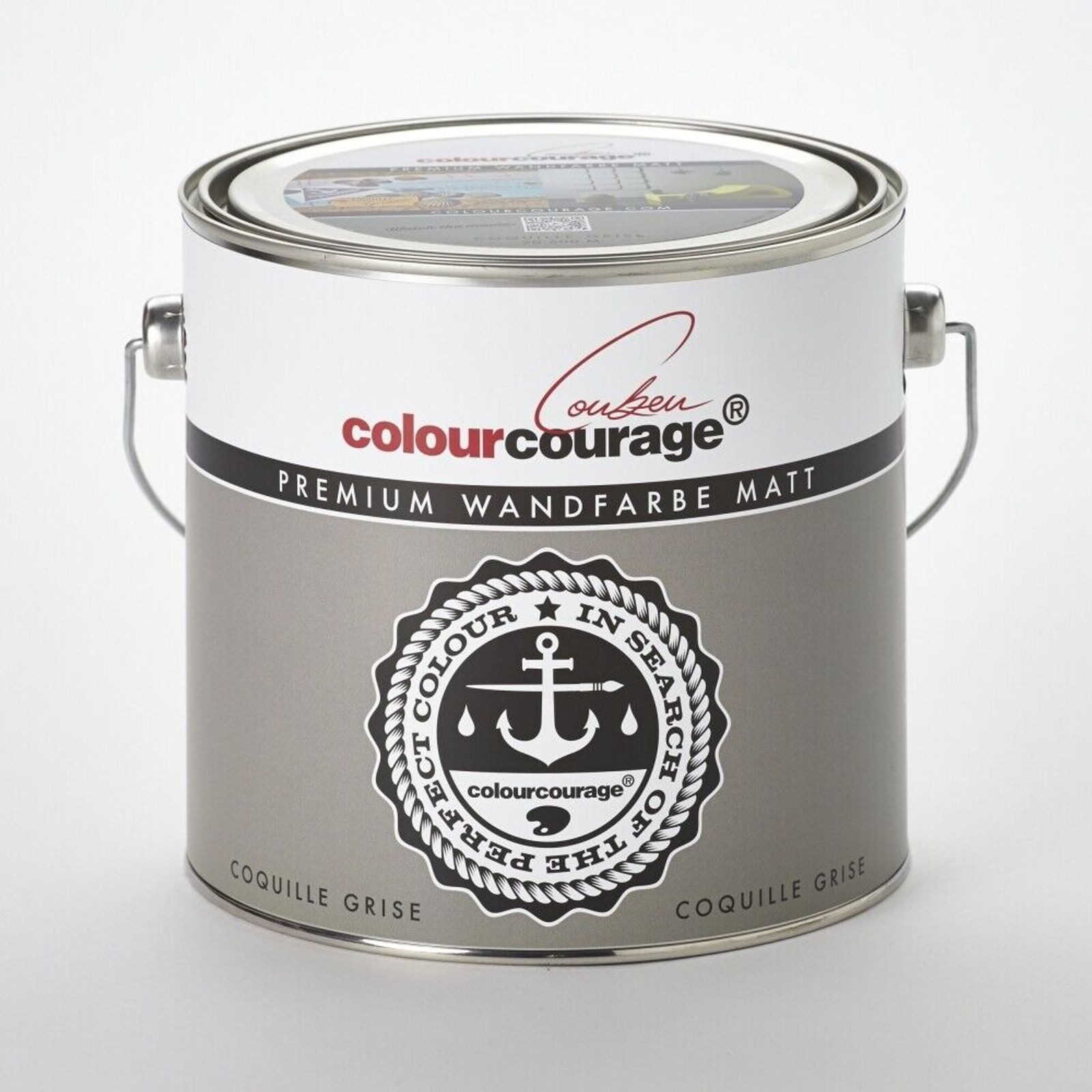 colourcourage Vollton- und Abtönfarbe 2,5 Liter Colourcourage Premium Wandfarbe Coquille Grise Grau