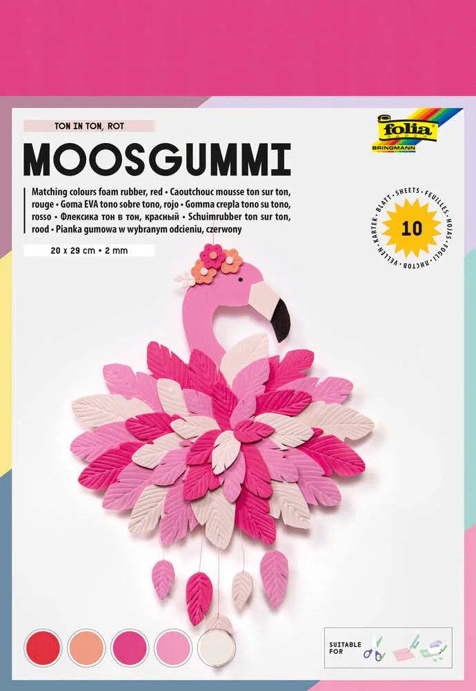 Folia Moosgummi folia Moosgummi TON IN TON rot 10 Blatt