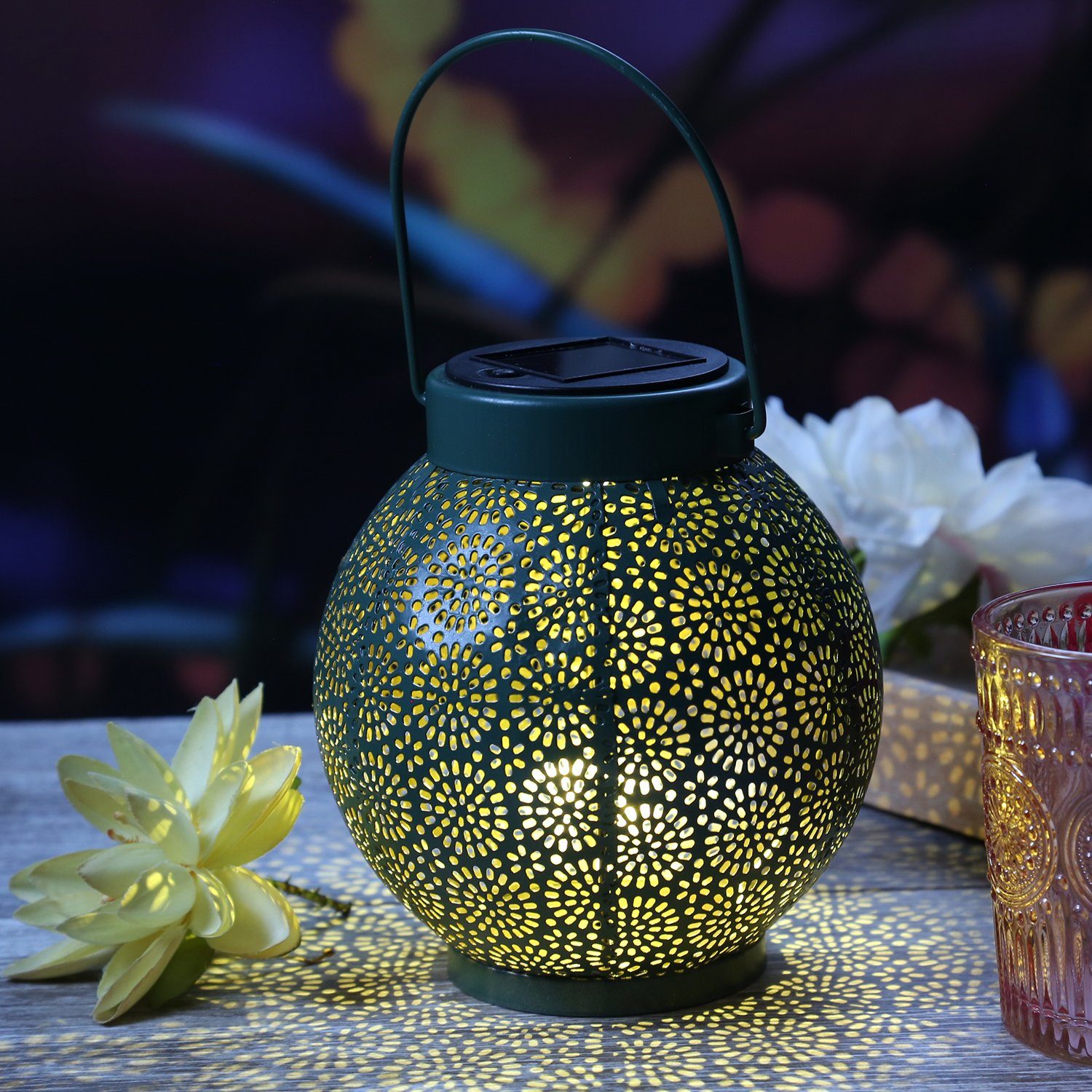 MARELIDA LED Laterne LED Solar Laterne marokkanisch hängend stehend Sensor Garten 14,5cm, LED Classic, warmweiß (2100K bis 3000K)