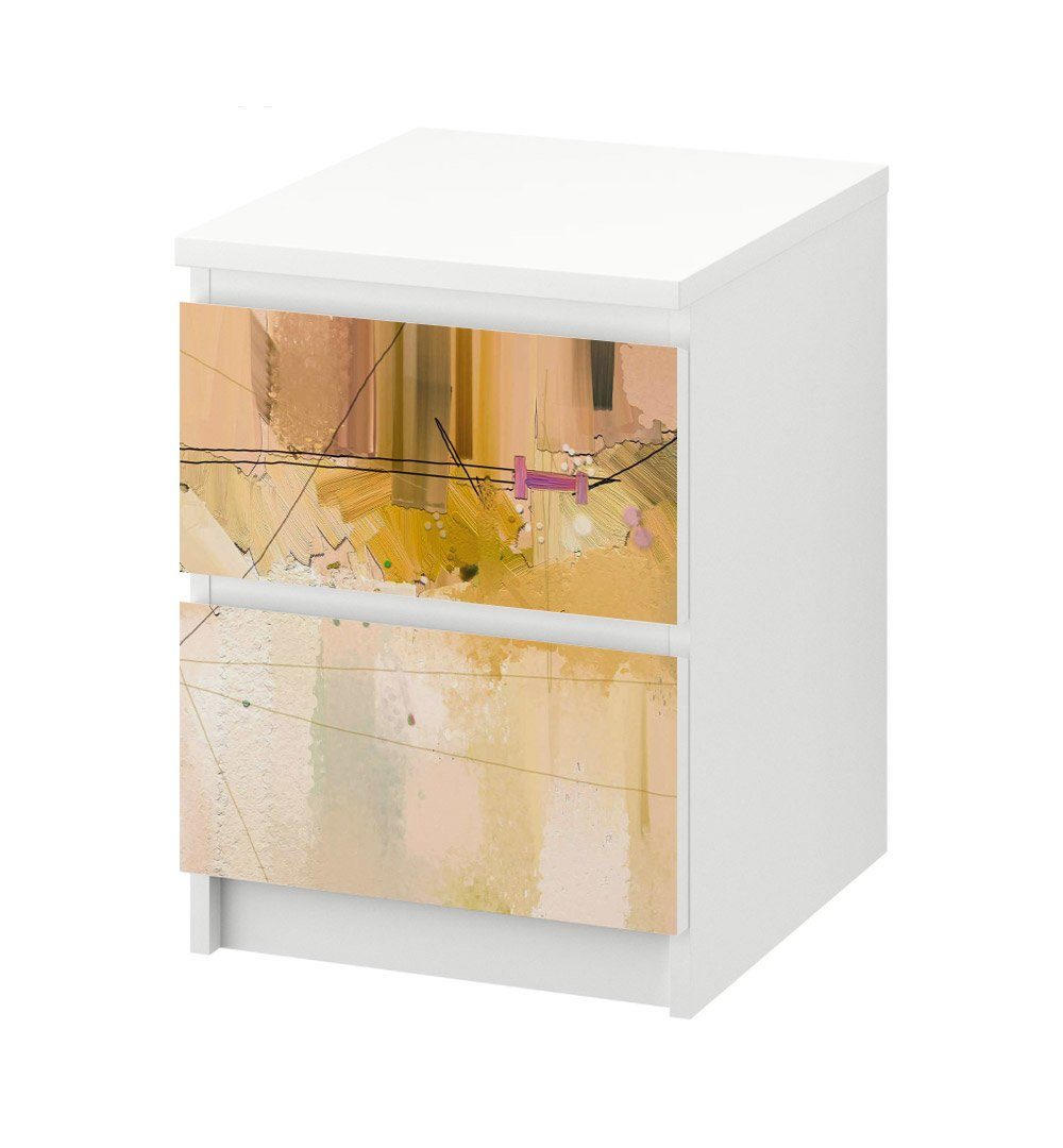 MyMaxxi Möbelfolie Kommodenaufkleber Malm Abstrakte Malerei beige Pinselstriche Folie, (Bunter Pinselstrich beige, 1St.}, Ein Aufkleber je Schublade), Selbstklebend