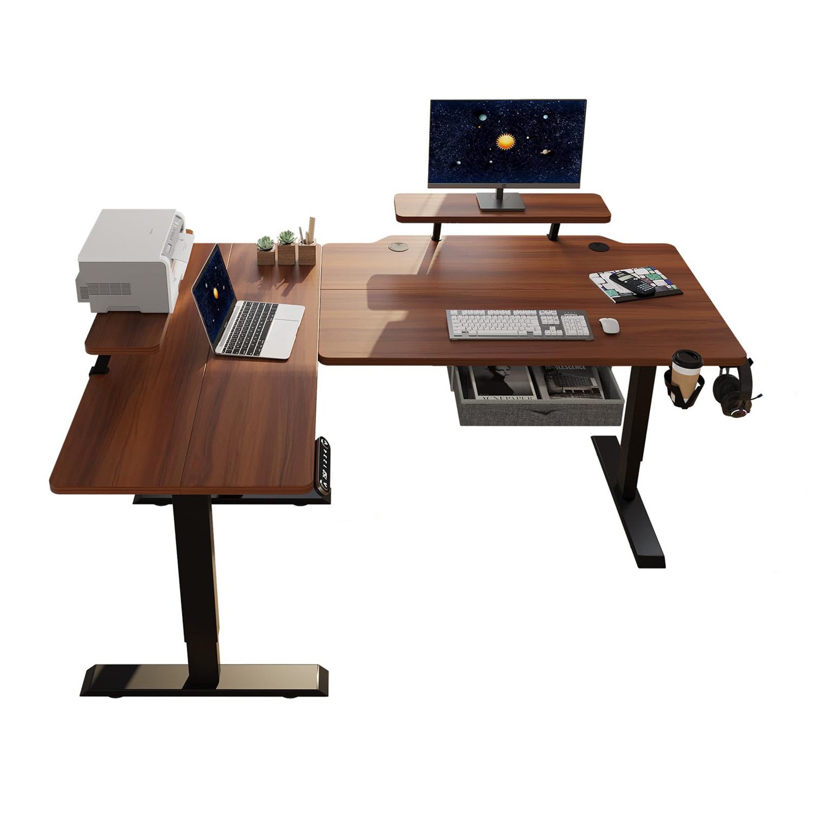 IvyIvy Computertisch L-förmiger, höhenverstellbarer Tisch mit Doppelbalkens günstig online kaufen