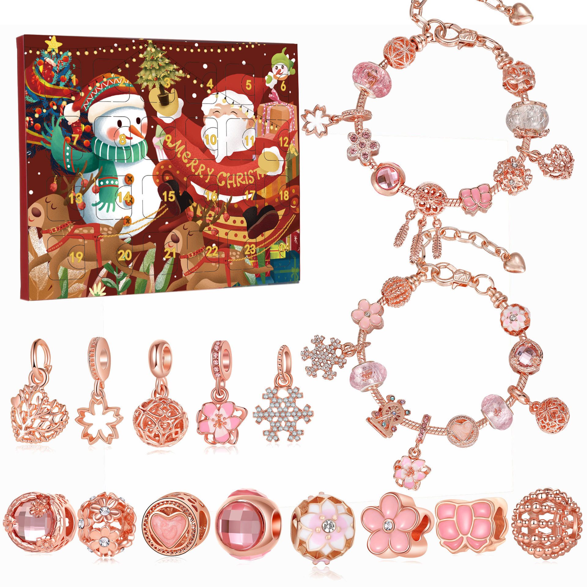 CLTYQ Schmuck-Adventskalender Schmuck-Adventskalender Weihnachtskalender Teenager Mädchen Kinder, DIY Adventskalender Inhalt Kinder Frauen Schmuck Armband – Bild 2 von 5