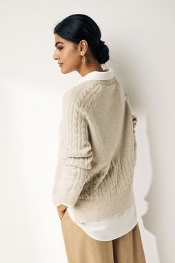 Next 2-in-1-Pullover Pullover mit Blusendetail und Schmuckstein (1-tlg)