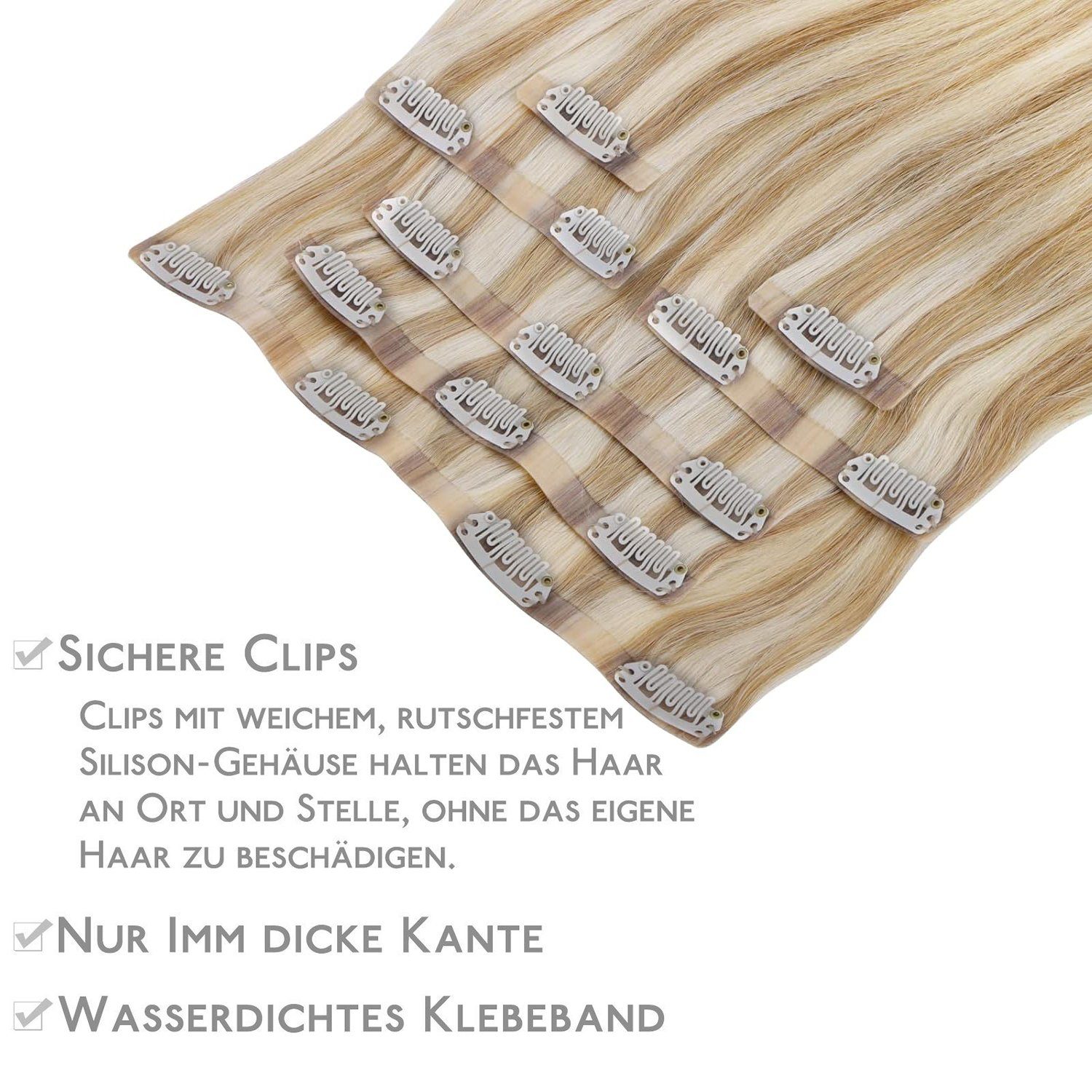 schmutziges Echthaar-Extension Nahtlose Clip-In-Haarverlängerungen,Gebleichtes Blond Wennalife