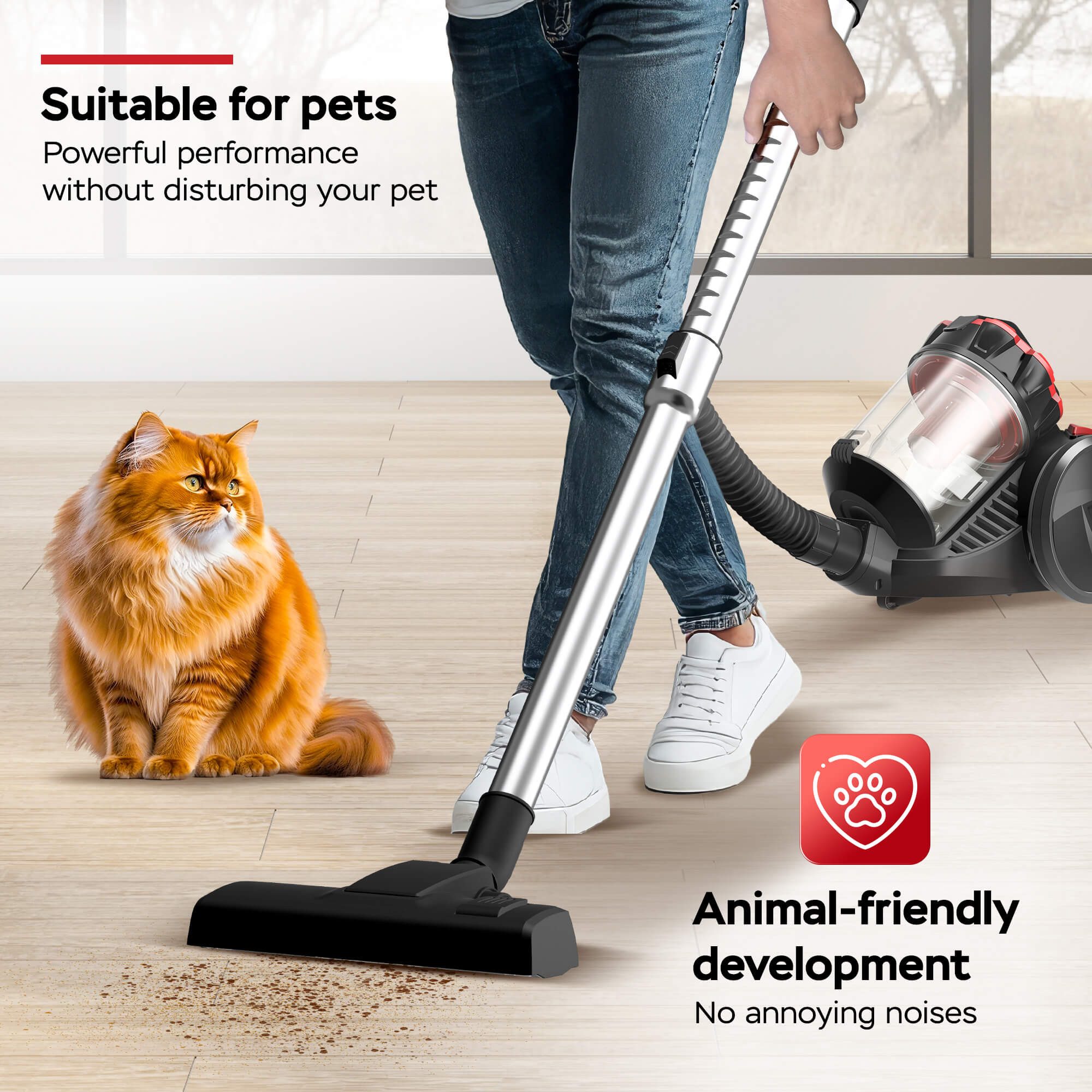 TurboTronic by Z-Line Bodenstaubsauger brachiale 18 kPa Saugleistung Zyklon Staubsauger HEPA Filter, 700 W, Beutellos, Zyklon-Sauger für Teppich & Hartboden, 2,5 l Behälter, ohne Beutel