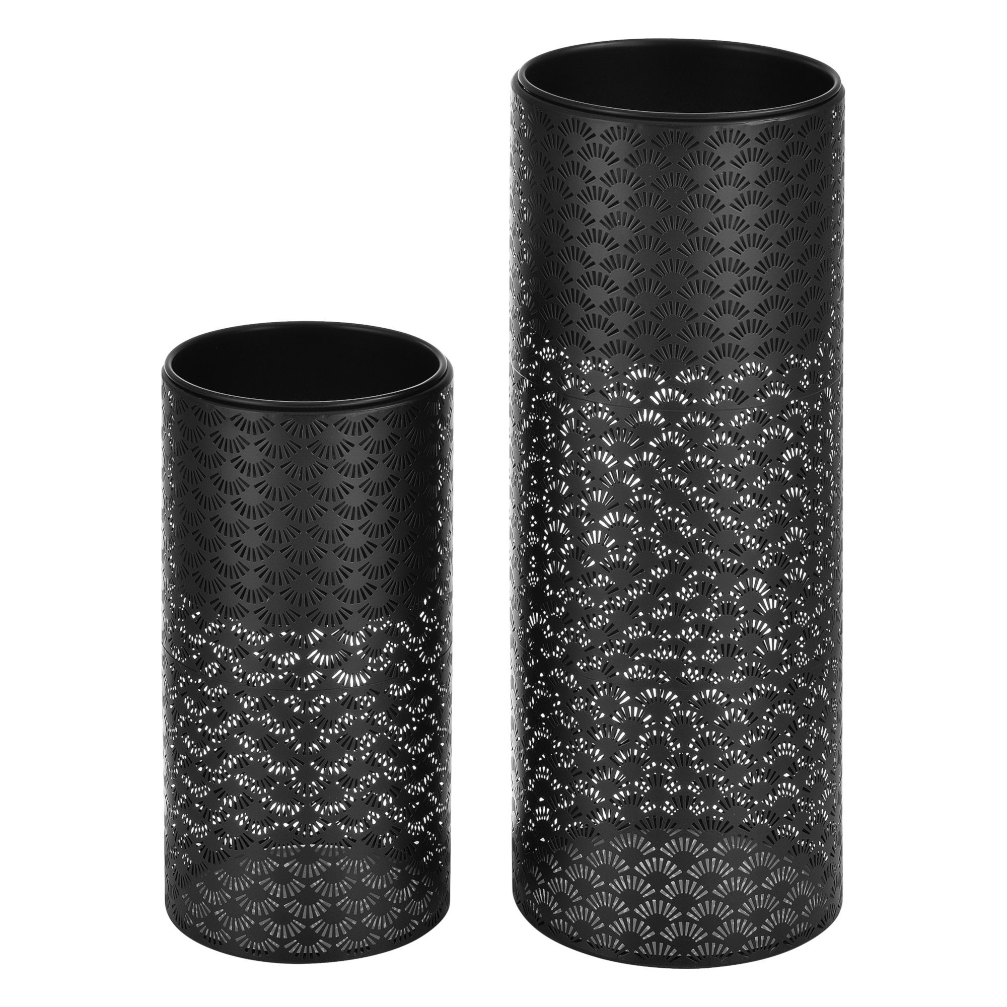 en.casa flower stands (2 pcs), Virton flower pots, set of 2, black