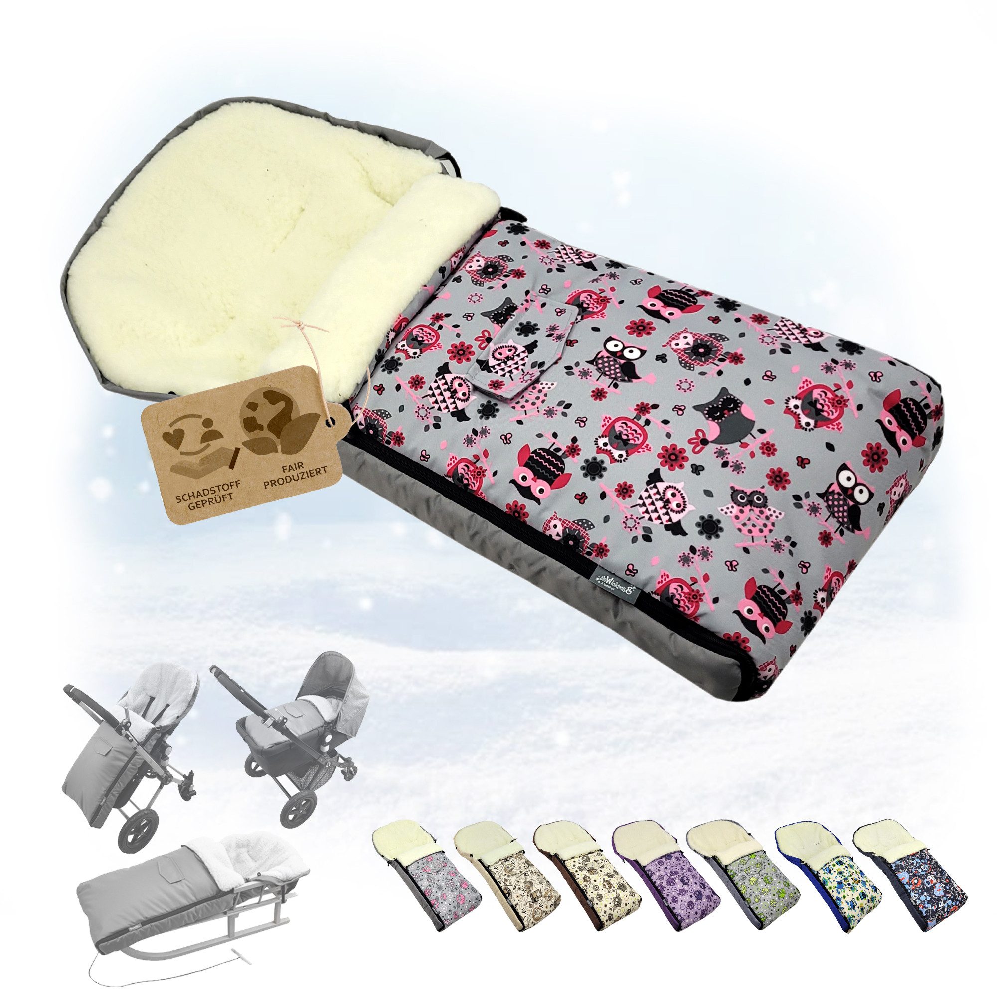BambiniWelt by Rafael K. Fußsack Winterfußsack Babyfußsack Fußsack Kinderwagen Wolle universal 108cm