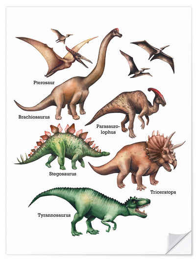 Posterlounge Wandfolie Editors Choice, Die Namen der Dinosaurier, Jungenzimmer Kindermotive